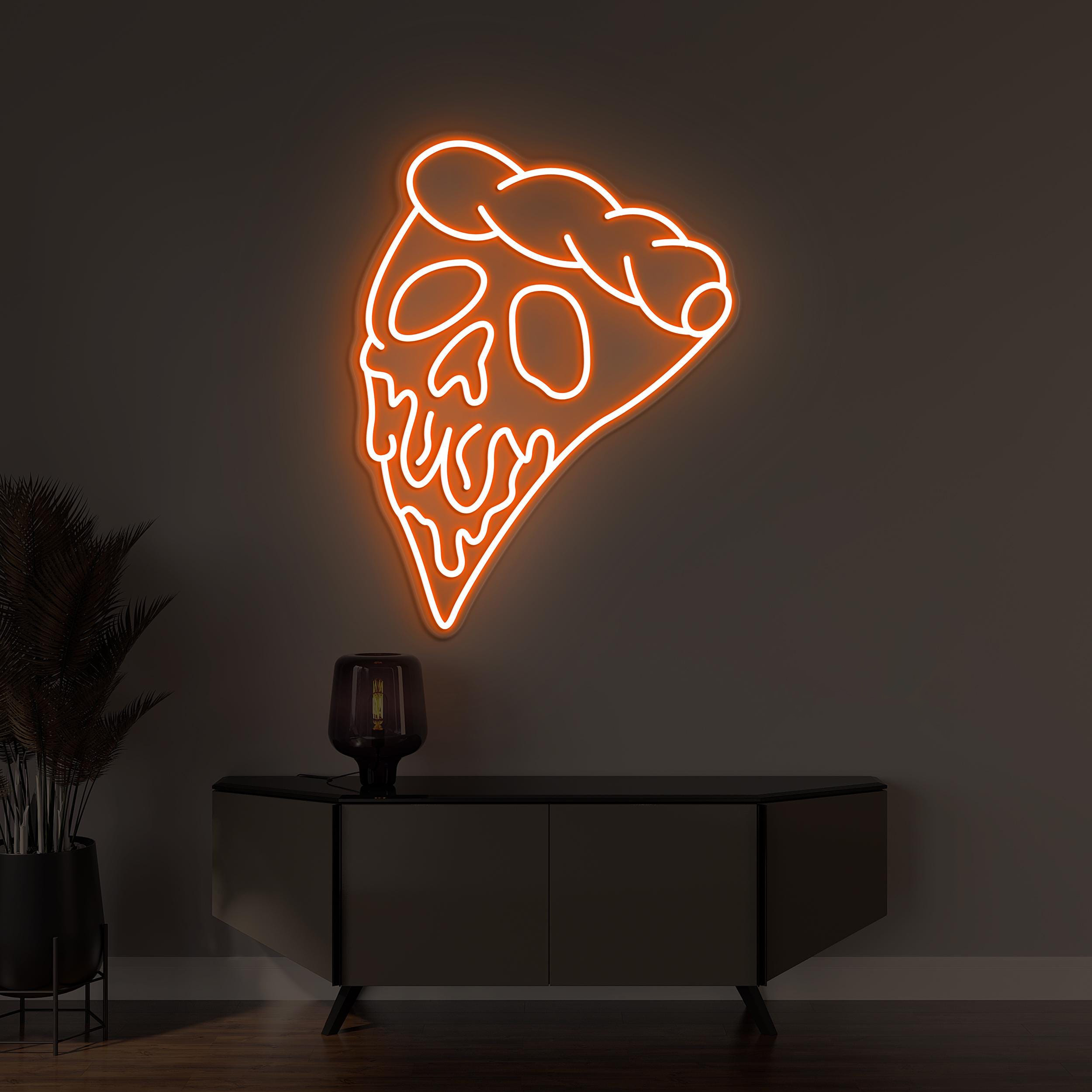 Pizza Skull Neon Sign, Pizza Skull Led Light, Pizza Wall Decor, Custom Neon Sign, Halloween Wall Art, Pizza Shop Wall Sign, Pizza Lover Gift