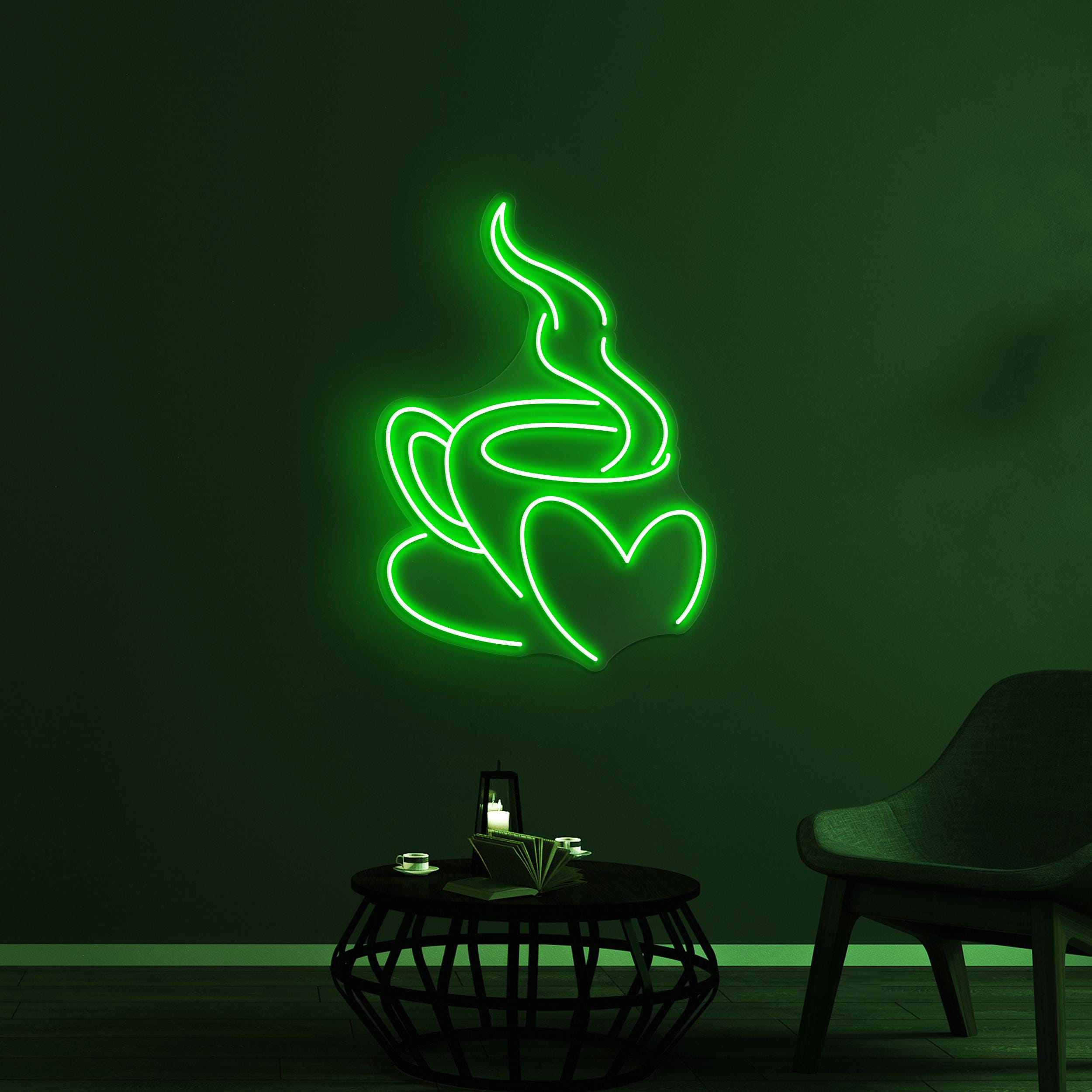 Coffee Love Neon Sign, Coffee Love LED Light, Coffee Cup With Heart Wall Decor, Heart Neon Sign, Coffee Shop Neon Light, Cafe Bar Led Sign