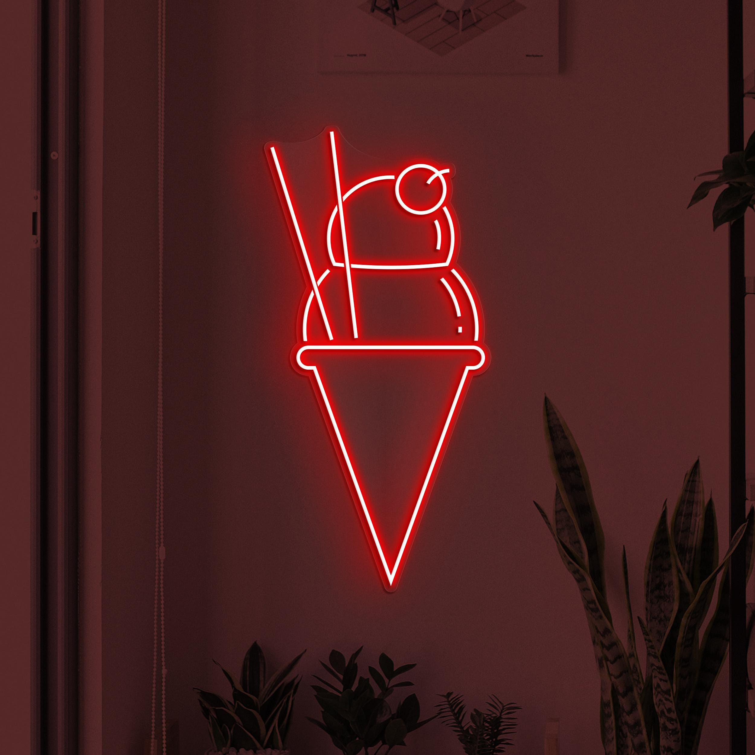 Ice Cream Neon Sign, Ice Cream LED Light, Ice-cream Spot Wall Decor, Cone Ice Cream Wall Art, Sweet Treat Neon Light, Dessert Shop Led Sign