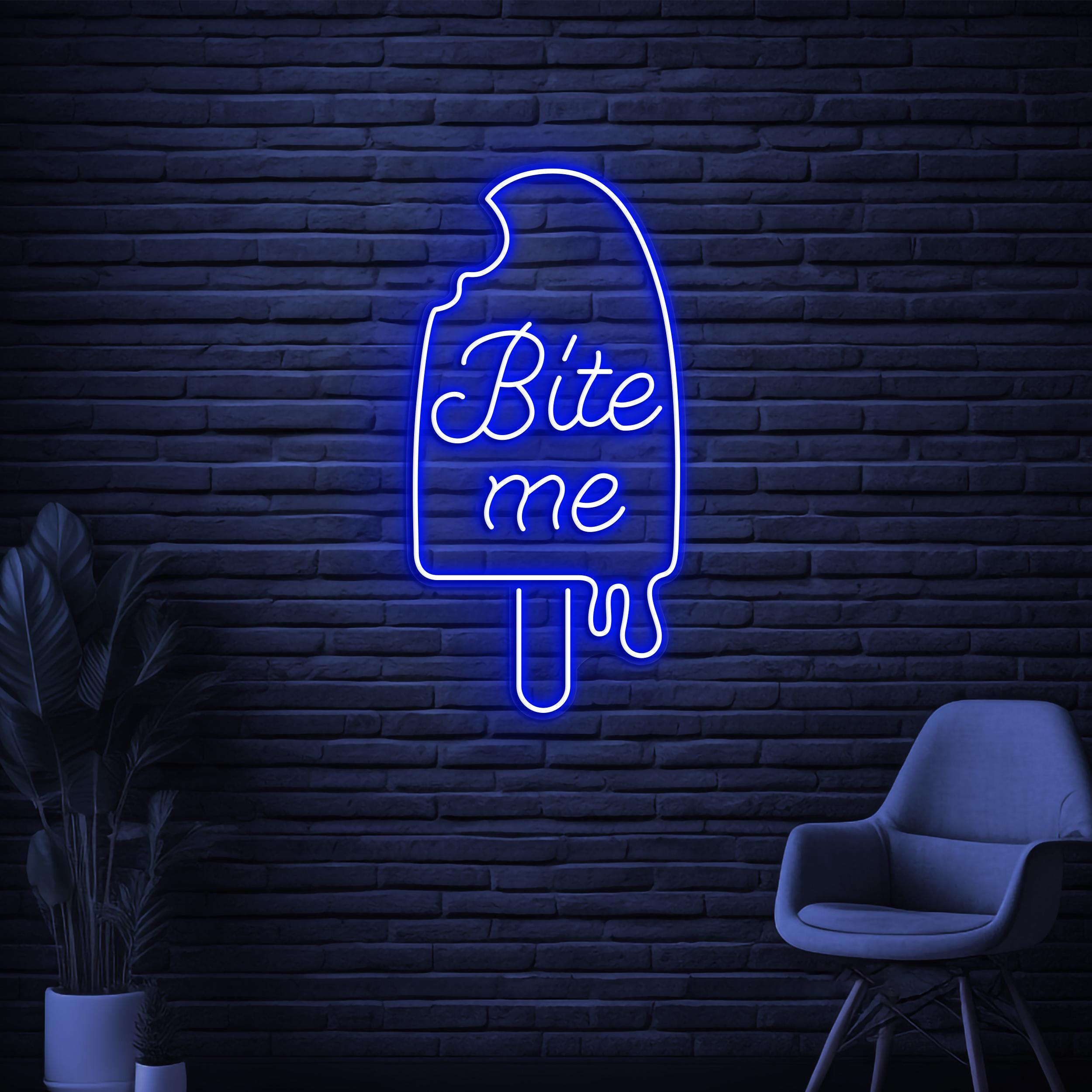 Bite Me Neon Sign, Bite Me LED Light, Ice-cream Wall Decor, Ice-cream Shop Wall Art, Custom Neon Sign, Popsicle Neon Sign, Popsicle Lover
