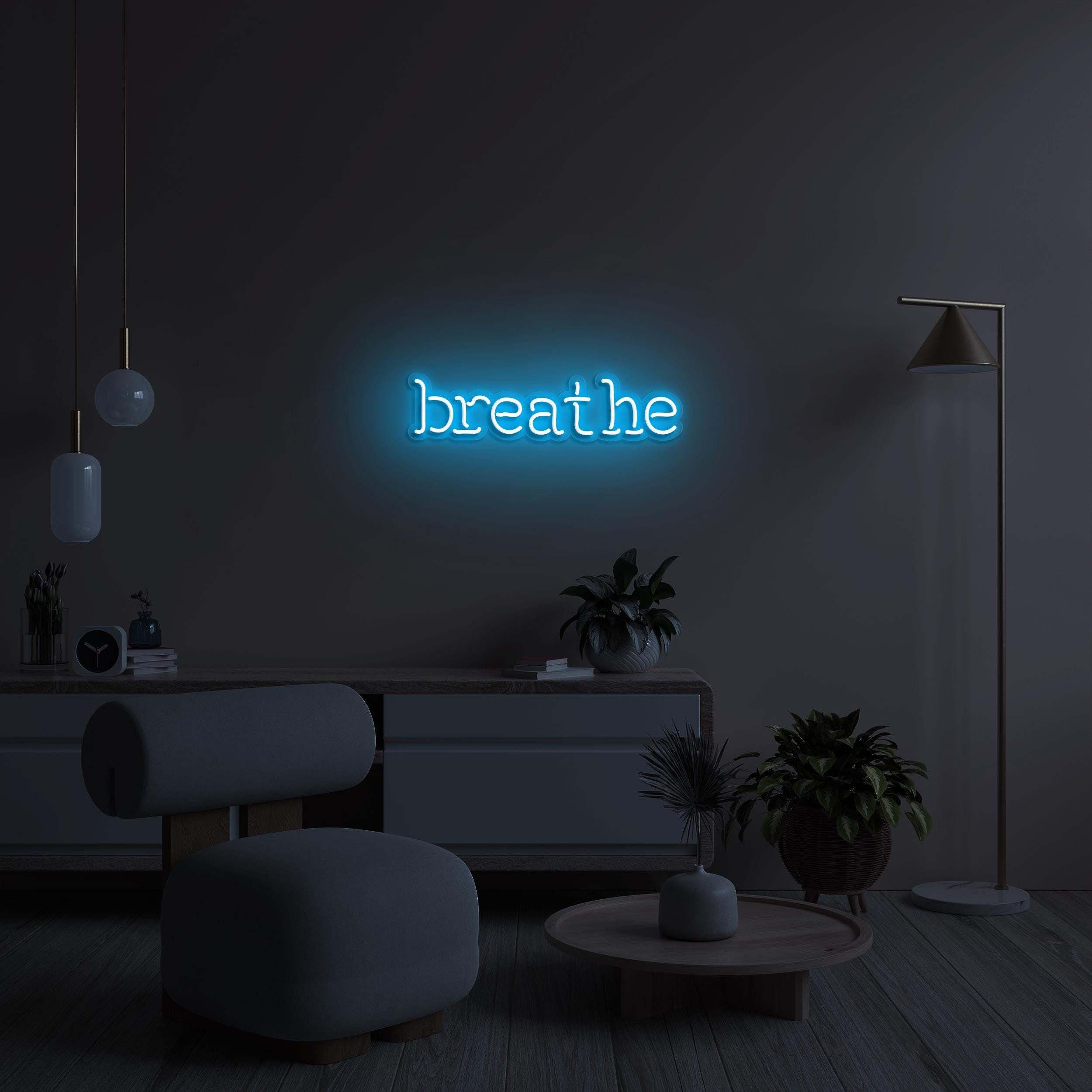 Breathe Neon Sign, Breathe LED Light, Motivational Wall Art, Breathe Wall Art, Decor for Yoga and Pilates Classroom, Gym, Meditation Area