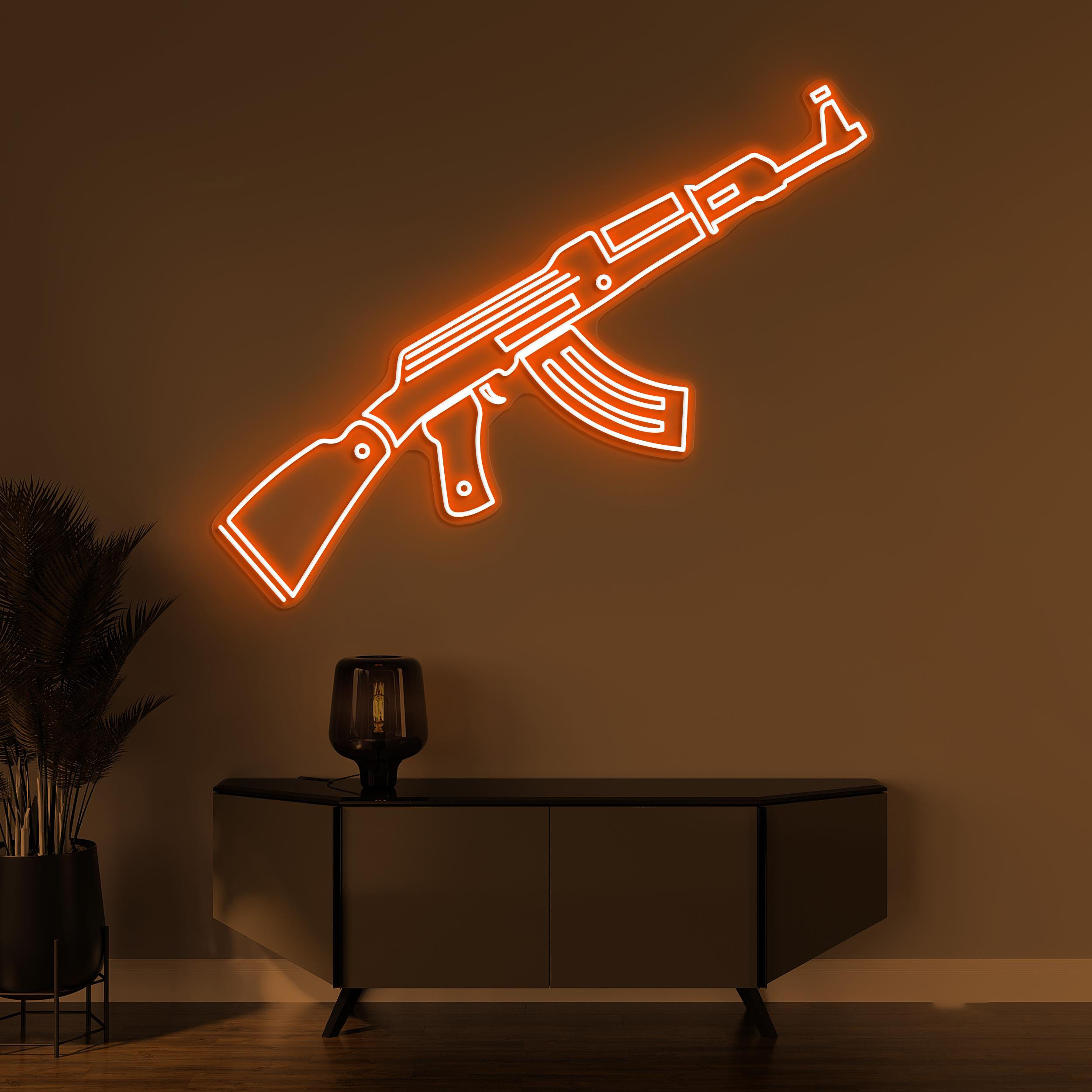 AK-47 Neon Sign, AK-47 LED Light, Gun Wall Decor, Office Wall Art, Led Neon Light, Home Wall Decor, Personalized Sign, Game Room Wall Art