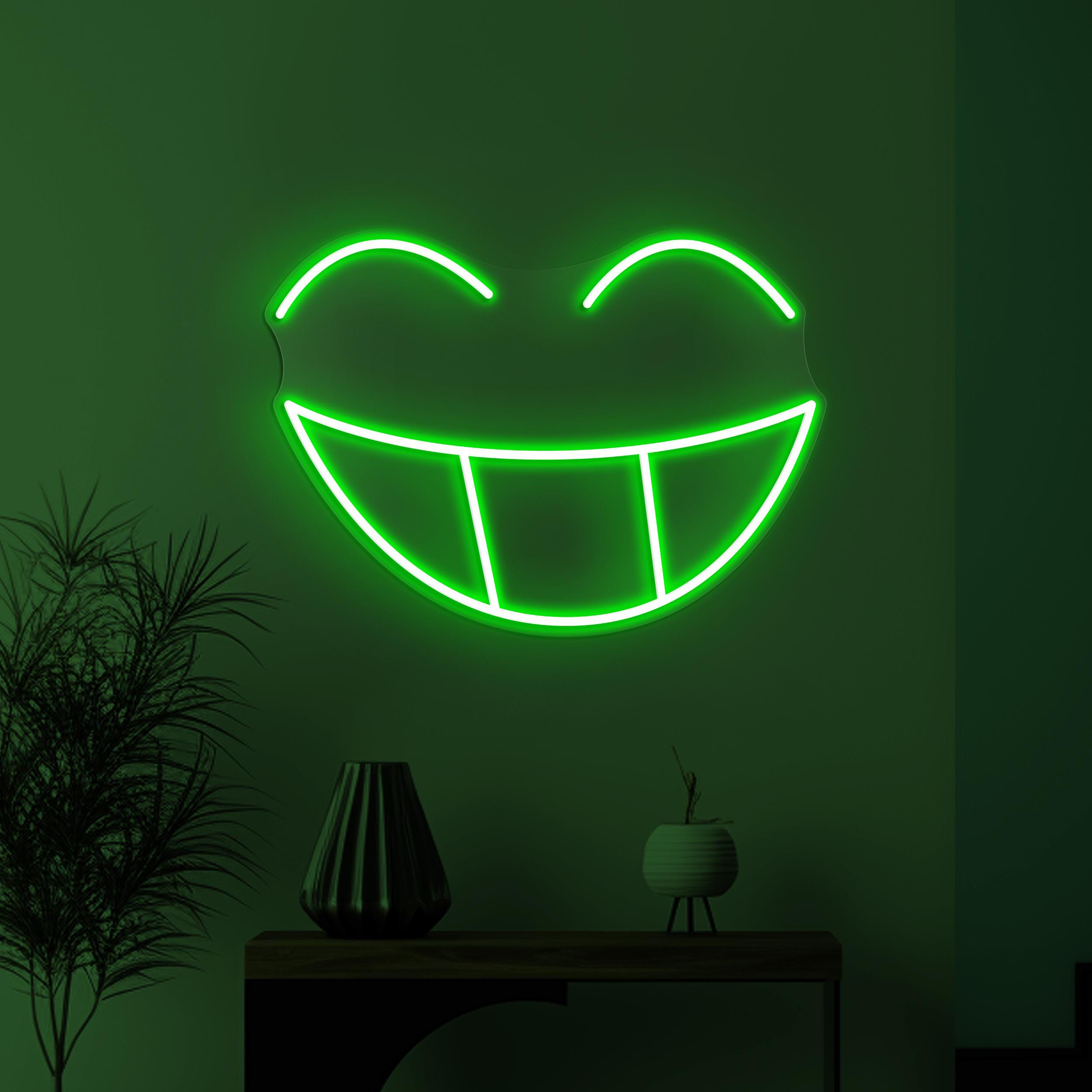 Smiley Face Neon Sign, Smiley Face Emoji LED Light, Big Smile LED Neon Art, Happy Face Wall Decor, Kids Room & Party Decor, Home Wall Art