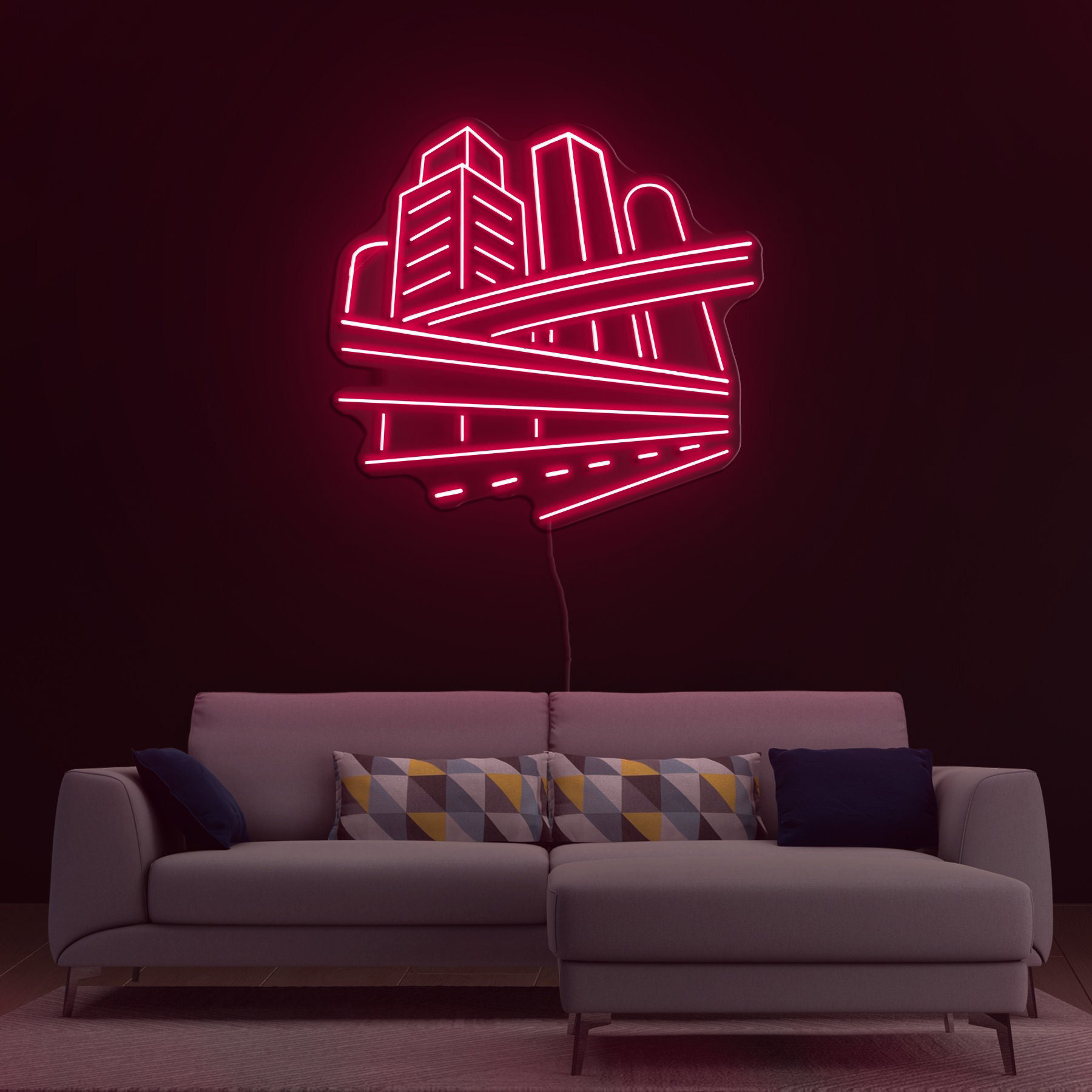 City Skyline Neon Sign, Urban Building LED Art, City Silhouette Neon Light, Decor for Bedroom, Office, Game Room, Home Decor, Cityscape Art