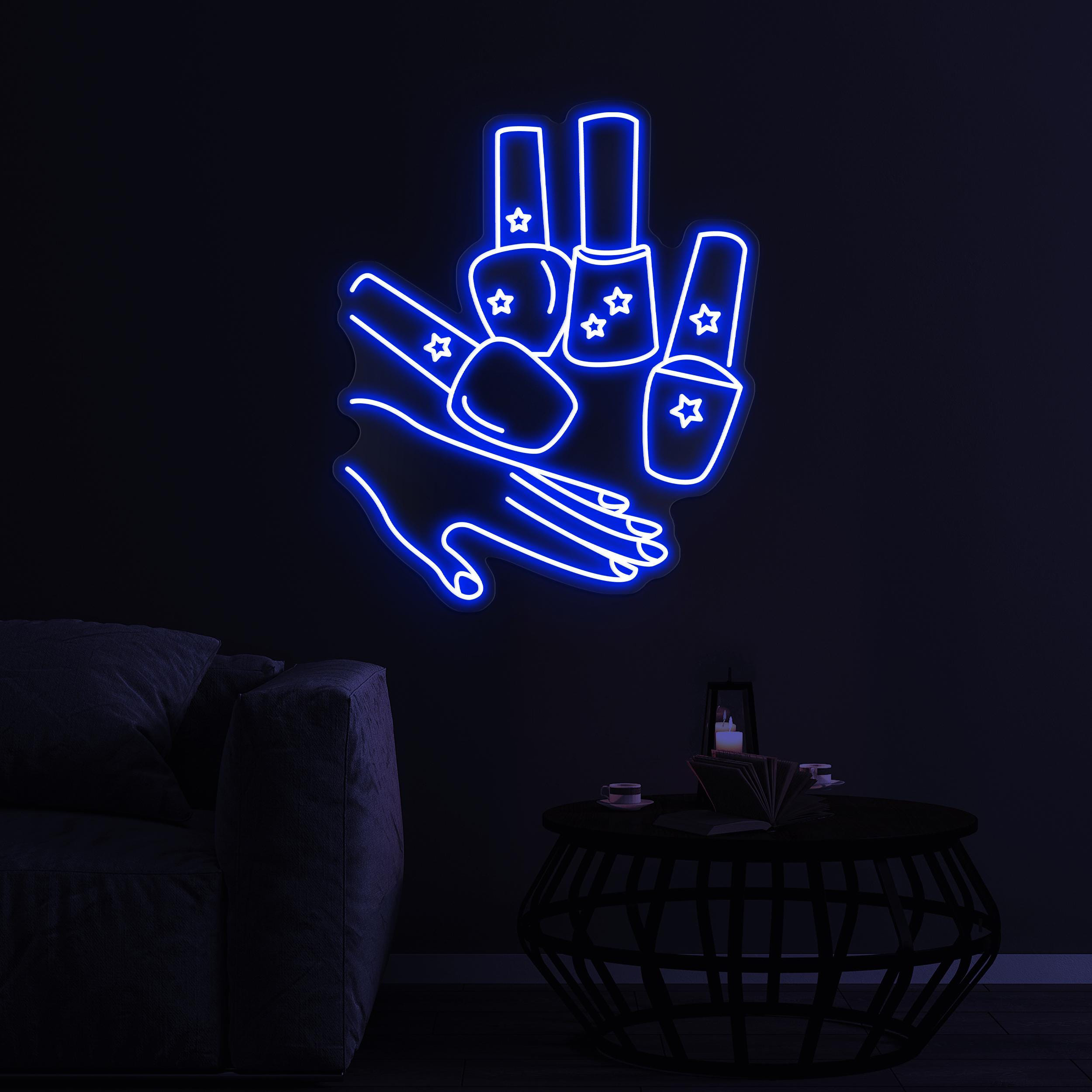 Hand & Nail Polish Neon Sign, Nail Polish LED Light, Nail Polish Hand LED Neon Art, Salon Neon Sign, Nail Artist Home Decor, Girly Room Art