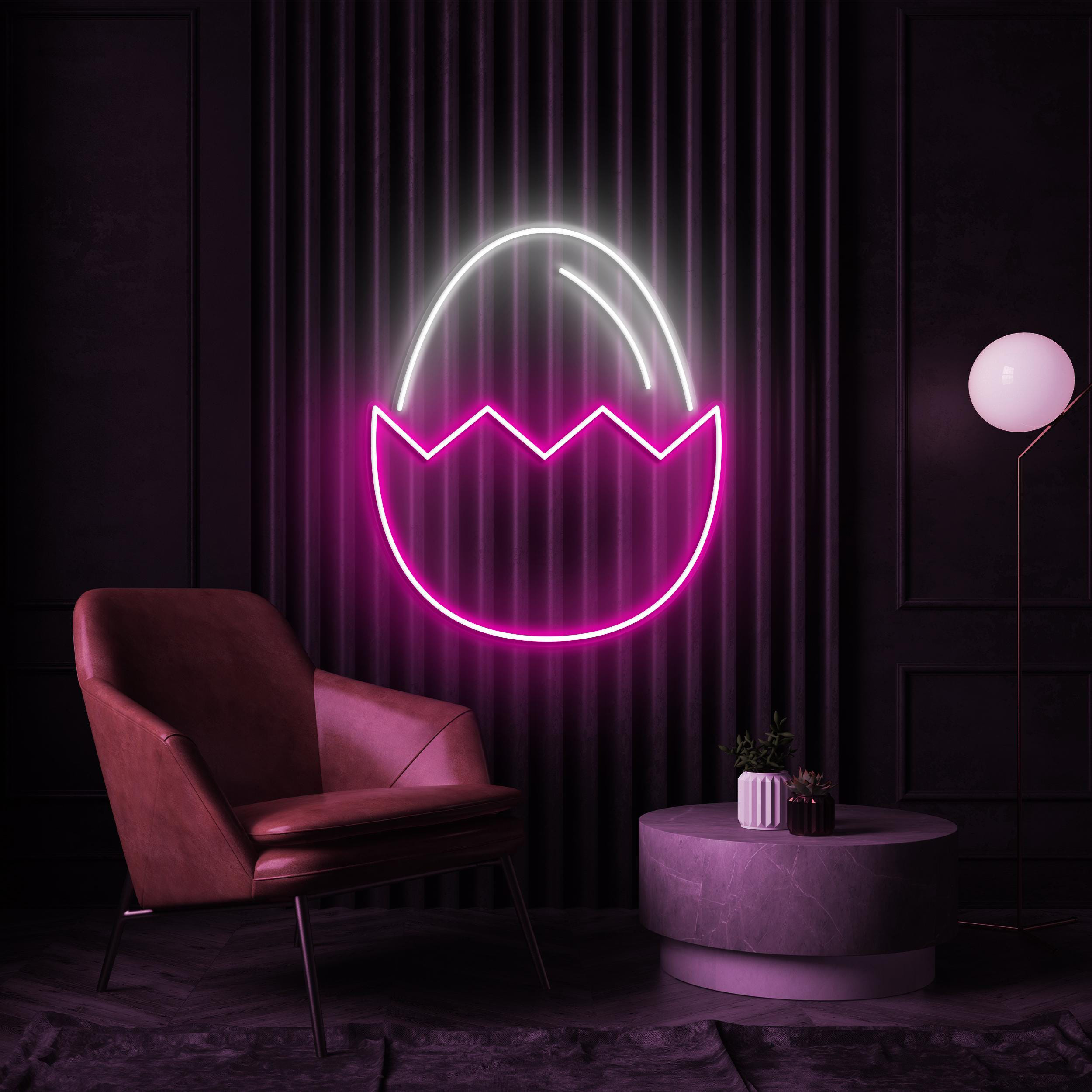 Egg Neon Sign, Egg LED Light, Cracked Egg LED Neon Art, Birds Shop Decor, Cafe Wall Decor, Kitchen Wall Decor, Egg Store Wall Decoration
