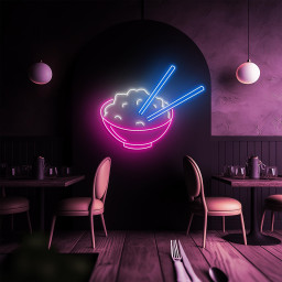 Rice Bowl Neon Sign, Rice Bowl LED Light, Asian Food LED Neon Art, Home Wall Decor, Kitchen Wall decor, Restaurant Wall Decor, Food Lover
