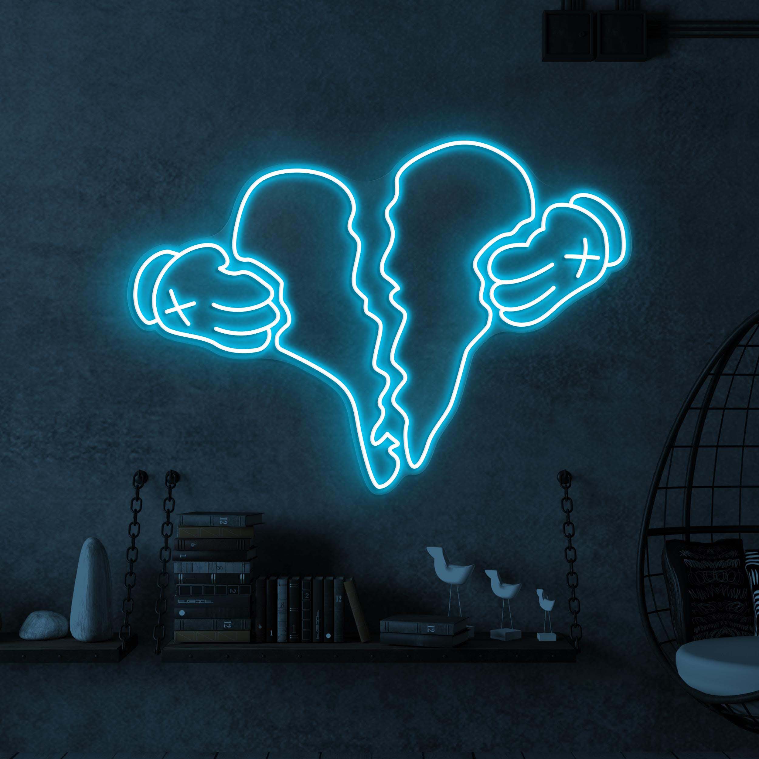 Broken Heart Neon Sign, Broken Heart LED Light, Heartbreak Wall Decor, Gloves Break Heart Neon Sign, Couple Neon Art, Valentine's Day Decor