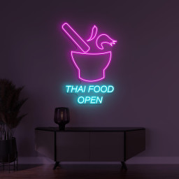 Thai Food Open Neon Sign, Thai Food Open LED Light, Asian Food Wall Decor, Restaurant Wall Decor, Tom Yum Bowl Led Sign, Thai Food Wall Art