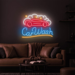 Car Wash Neon Sign, Custom Automotive Decor for Garages, Home Garages, Car Washes, and Auto Detailing Centers, Eye-catching Garage Sign
