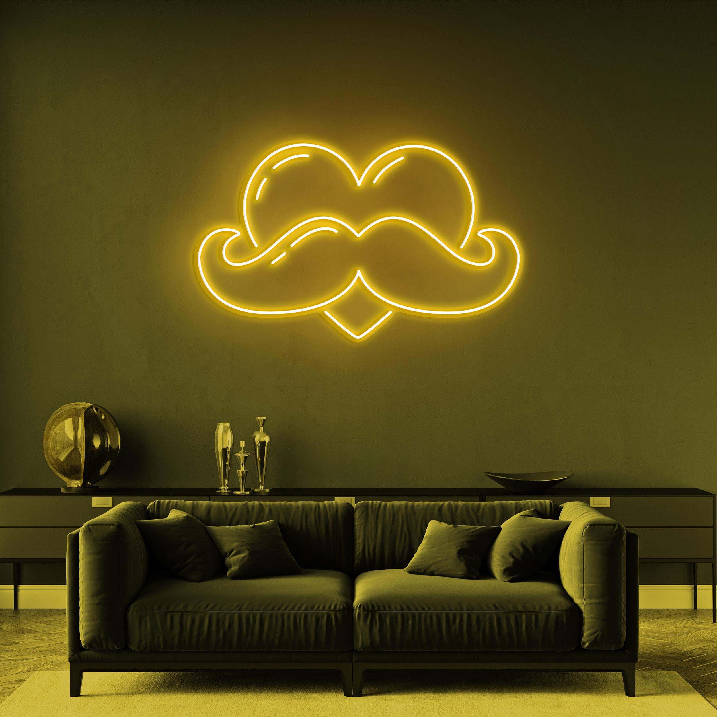 Moustache Heart Neon Sign, Father's Day Gift, Moustache Wall Light, Custom Neon Sign, Room Decor, Perfect Gift Idea for Dad, Neon Wall Art