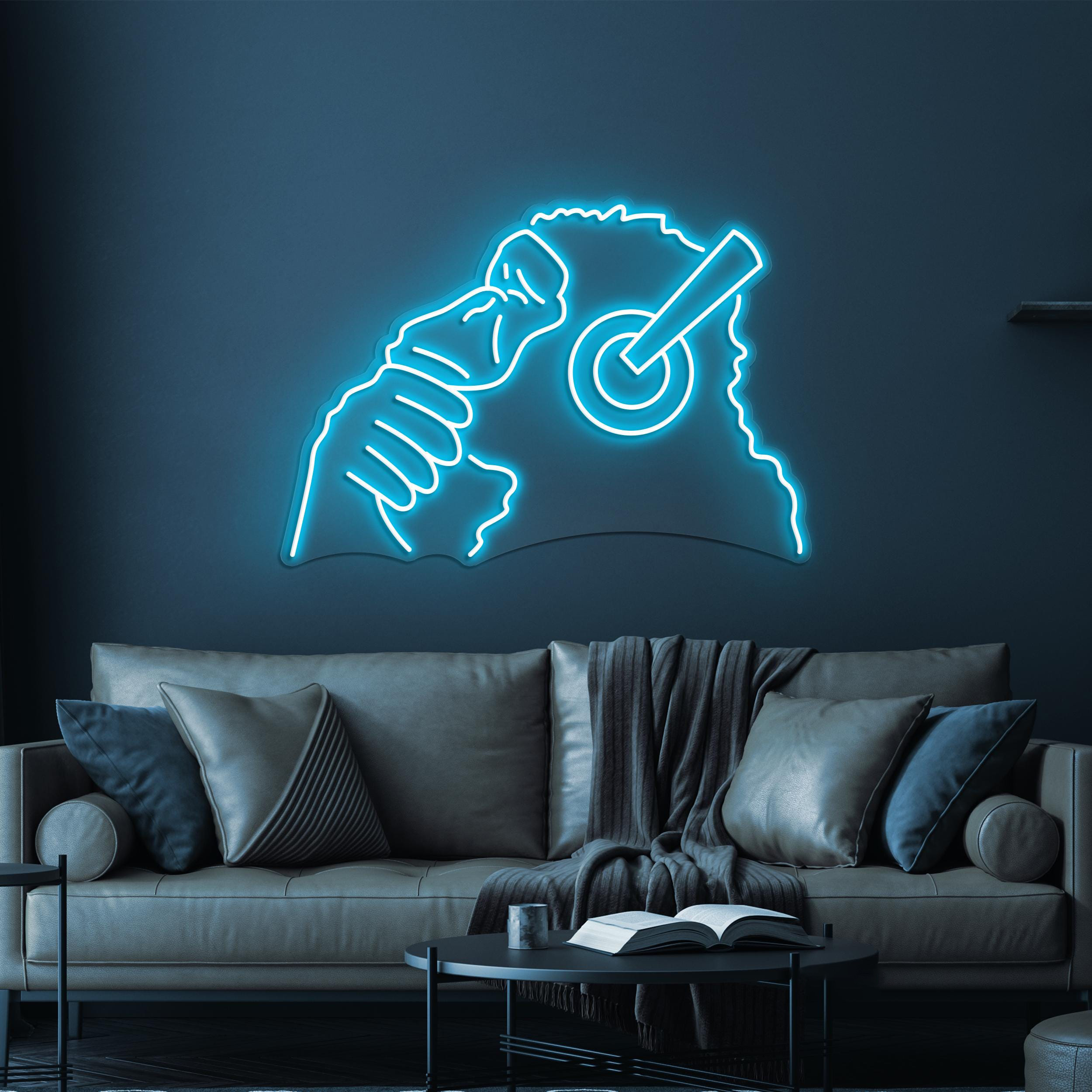 Monkey with Headphones Neon Sign, Monkey Headphones LED Light, Gorilla Wall Decor, Gorilla with Headphones Neon Art, Music Club Wall Art