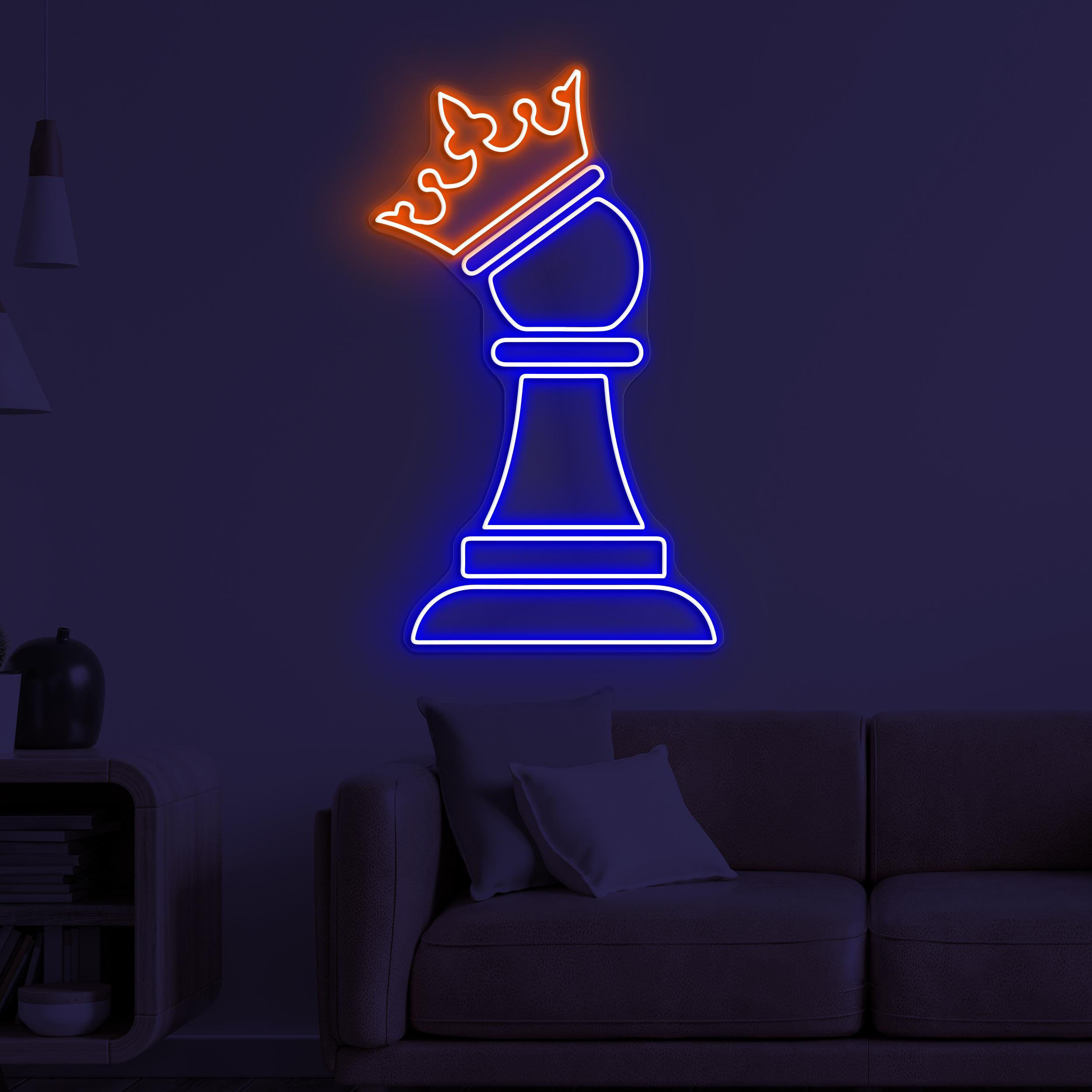 Chess King Neon Sign, Chess King LED Light, Checkmate LED Neon Art, Chessboard Neon Light, Game Room Wall Art, Office Wall Art, Custom Sign