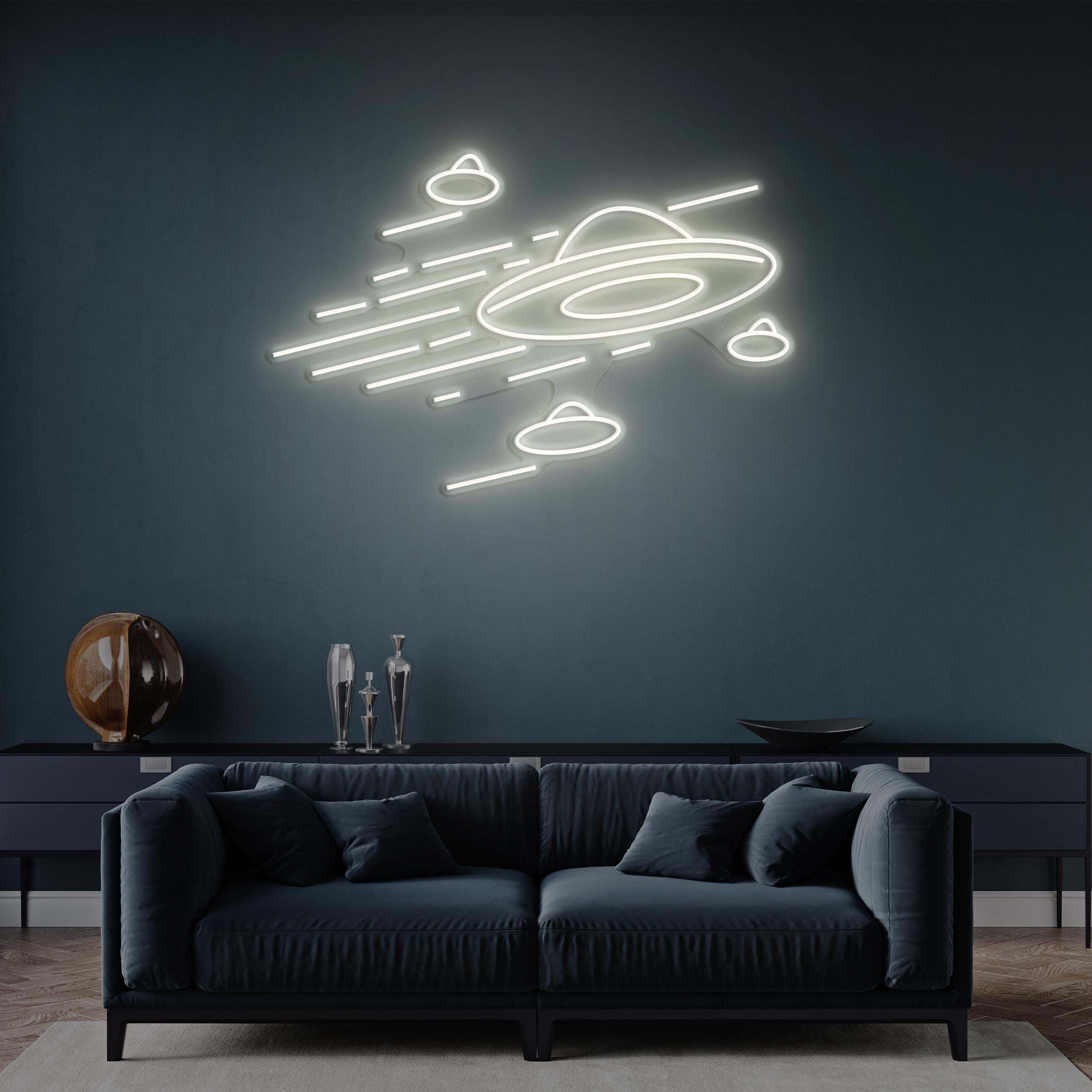 UFO Neon Sign, UFO Led Light, Flying Saucer LED Neon Art, Home Wall Decor, Custom Neon Sign, Game and Kids Room Decor, Alien Abduction, Gift