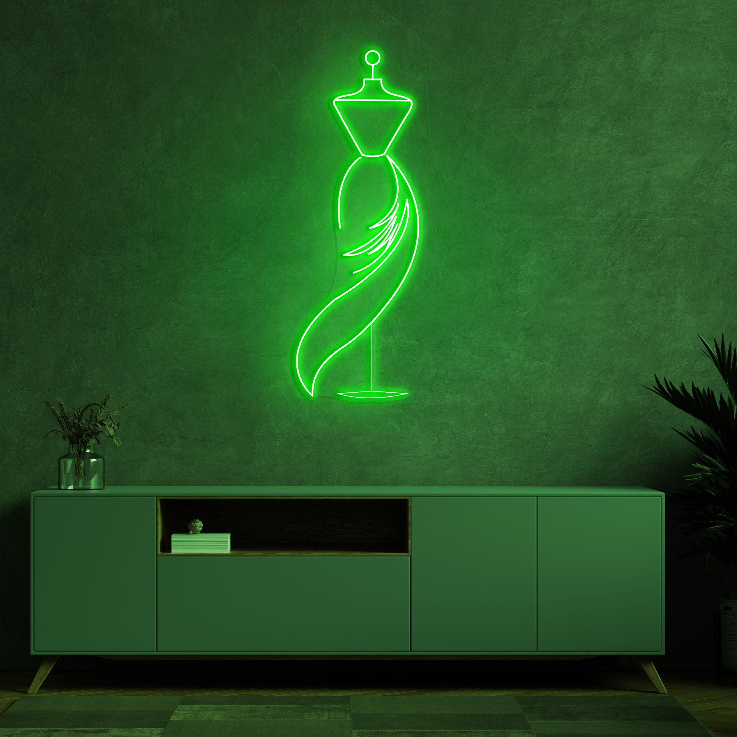 Elegant Mannequin Neon Sign, Elegant Mannequin LED Light, Mannequin with Flowing Dress Neon, Dummy Neon Light, Custom Clothing Store Decor