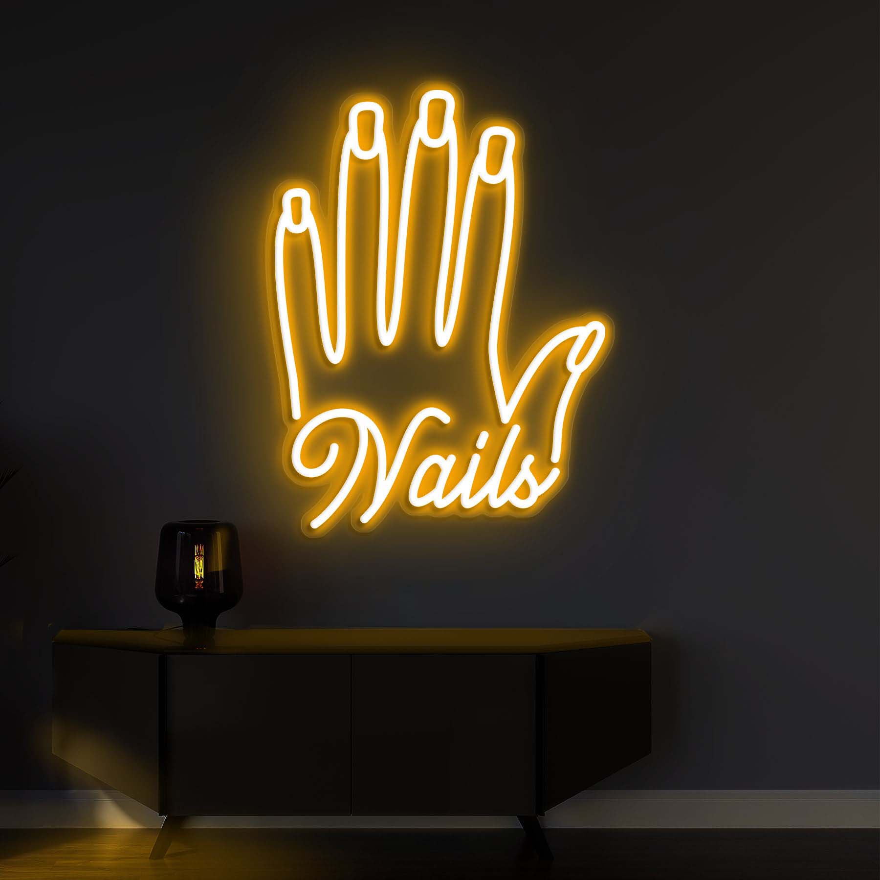 Nails Neon Sign, Nail Hand LED Neon Light, Salon and Manicure Shop Decor, Wall Decoration for Nails Beauty Salons, Neon Lamp for Shop Decor