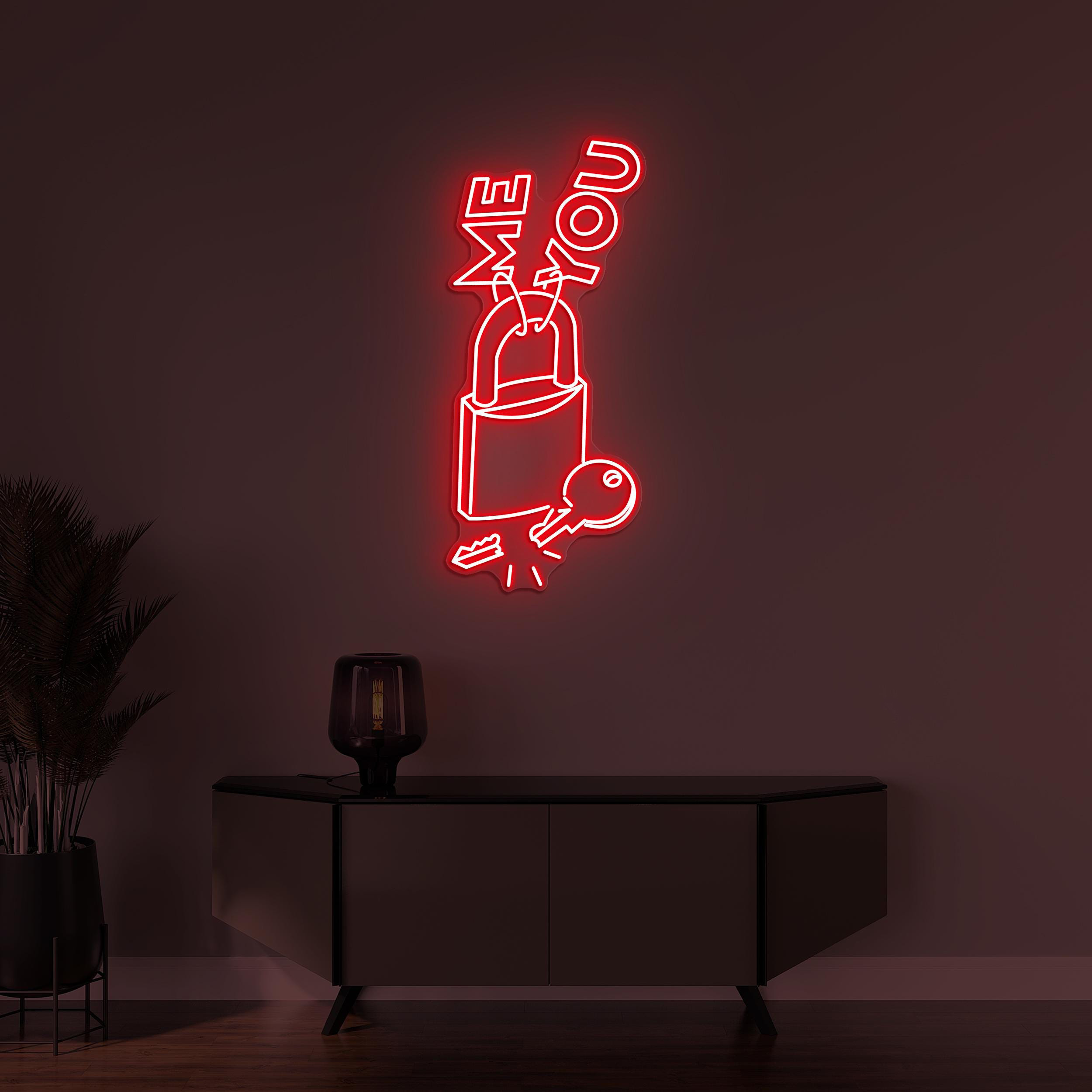 Me and You Neon Sign, Me and You LED Light, Lock With Key LED Neon Art, Love Wall Decor, Romantic Neon Wall Art, Home Wall Decor, Love Sign