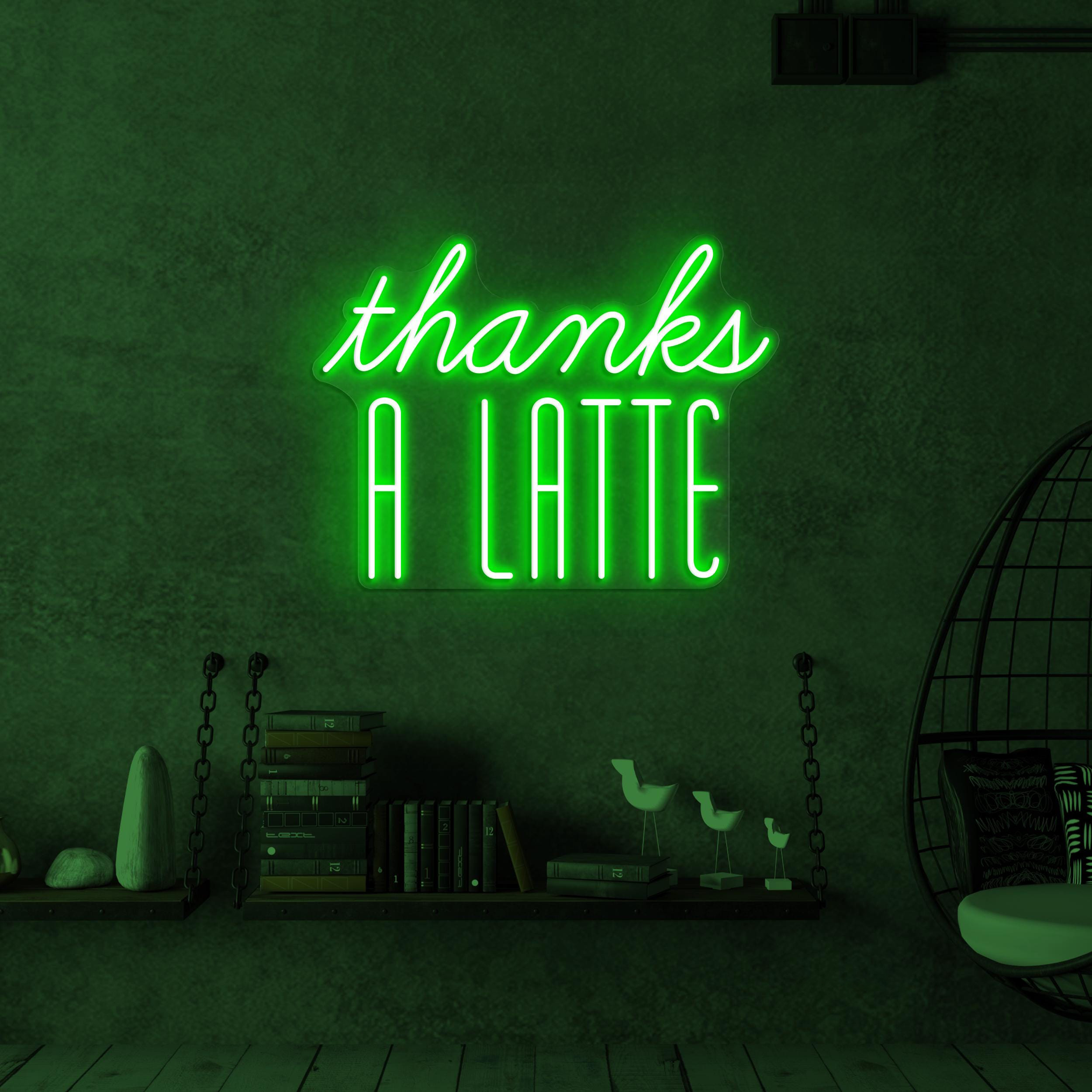 Thanks a Latte Neon Sign, Thanks a Latte LED Light, Coffee Shop Wall Art, Custom Neon Sign, Food Shop Neon Light, Restaurant Wall Decor