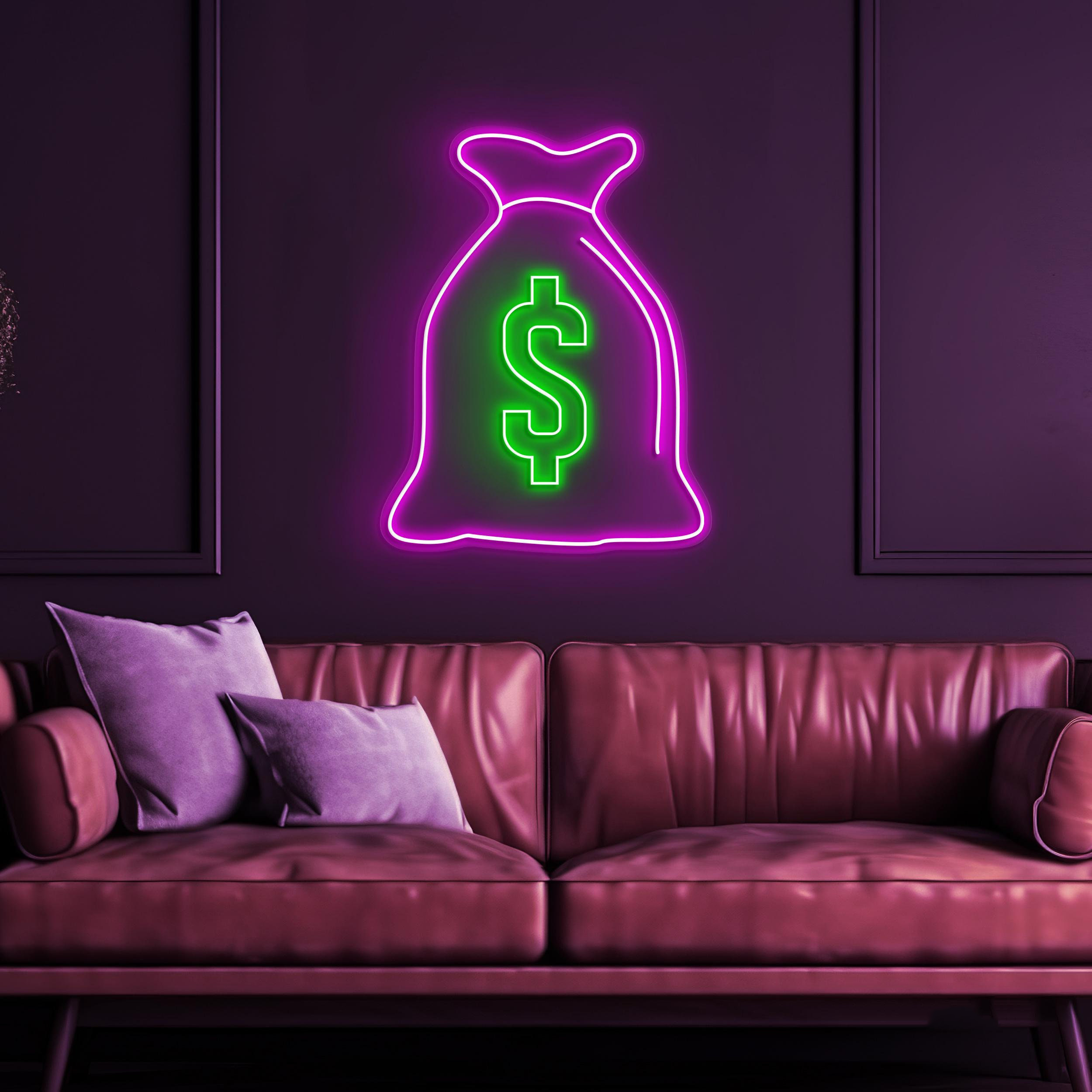 Money Bag Neon Sign, Money Bag LED Light, Office Wall Decor, Dollar Bag Wall Art, Money Dollar Led Sign, Business Neon Light, Cash Decor