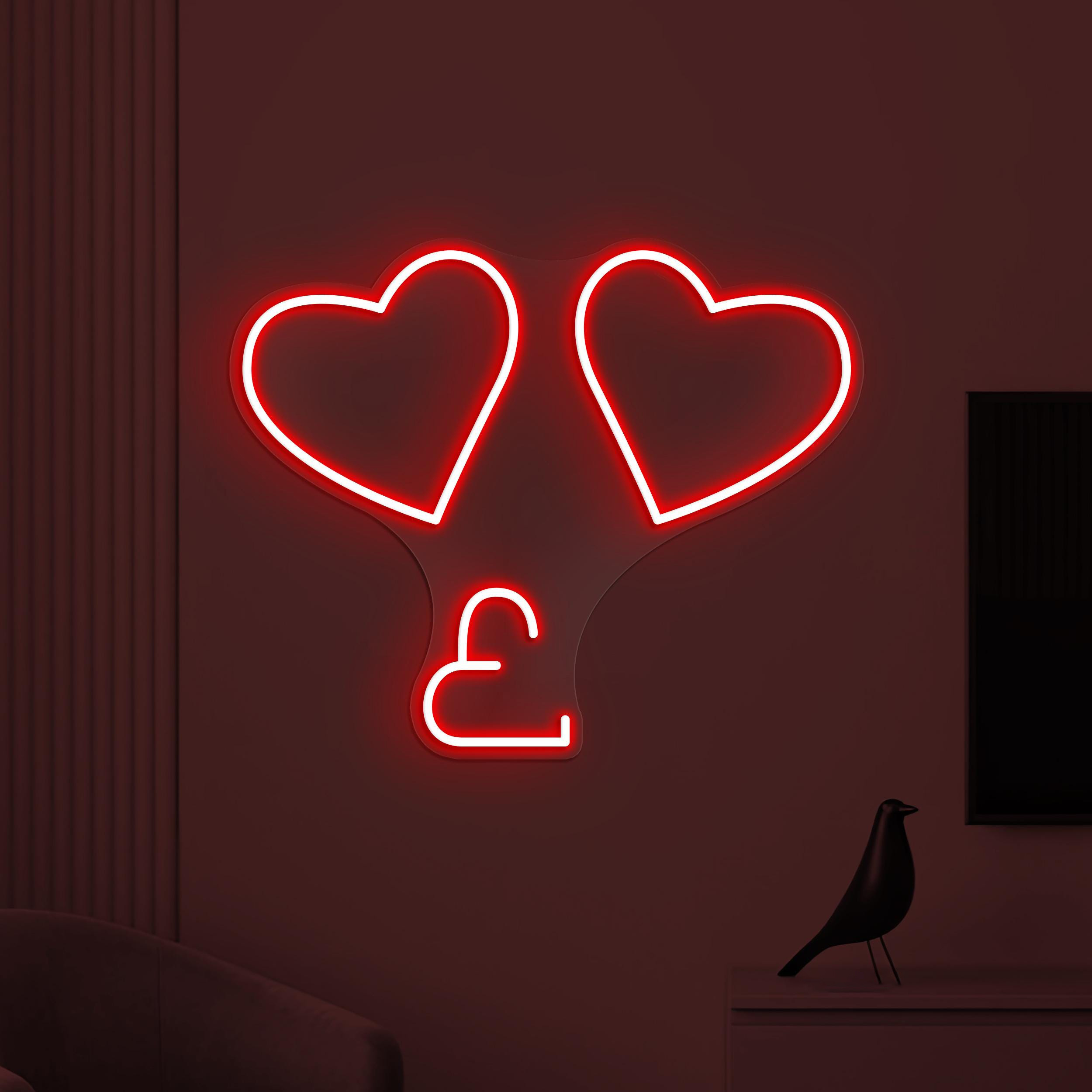 Heart Neon Sign, Double Heart LED Light, Love Hearts Wall Decor, Wedding Party Wall Art, Engagement Sign, Couple Room Decor, Gift for Couple