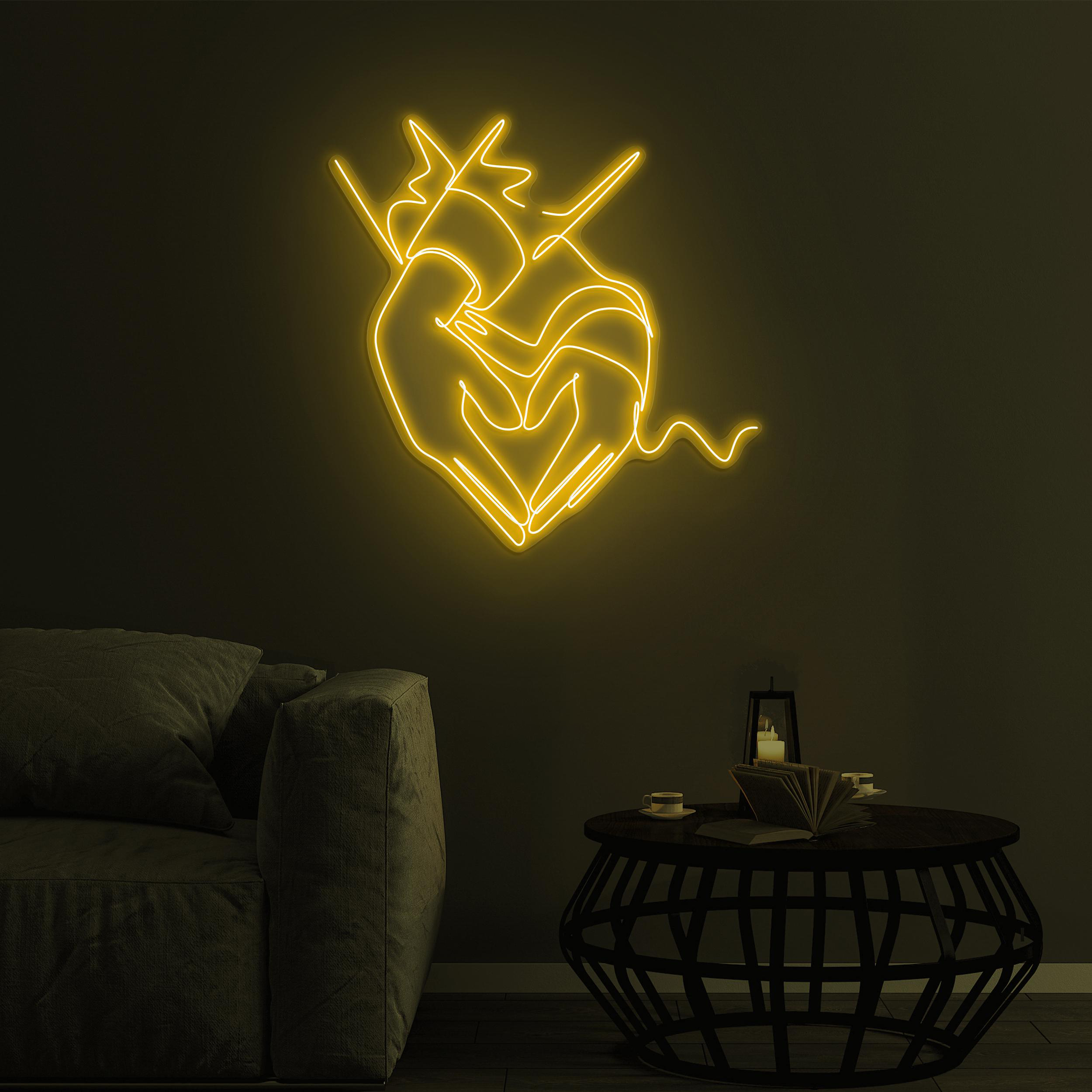 Holding Hands Heart Neon Sign, Holding Hands Heart LED Light, Romantic LED Neon Art, Couple Wall Decor, Home Wall Art, Romantic Love Sign