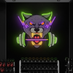 Wolf and Dumbbell Neon Light, Roaring Wolf Neon Sign, Gym and Fitness Decor, LED Gym Decor for Game Rooms, Man Caves, Bars, Wolf Wall Art