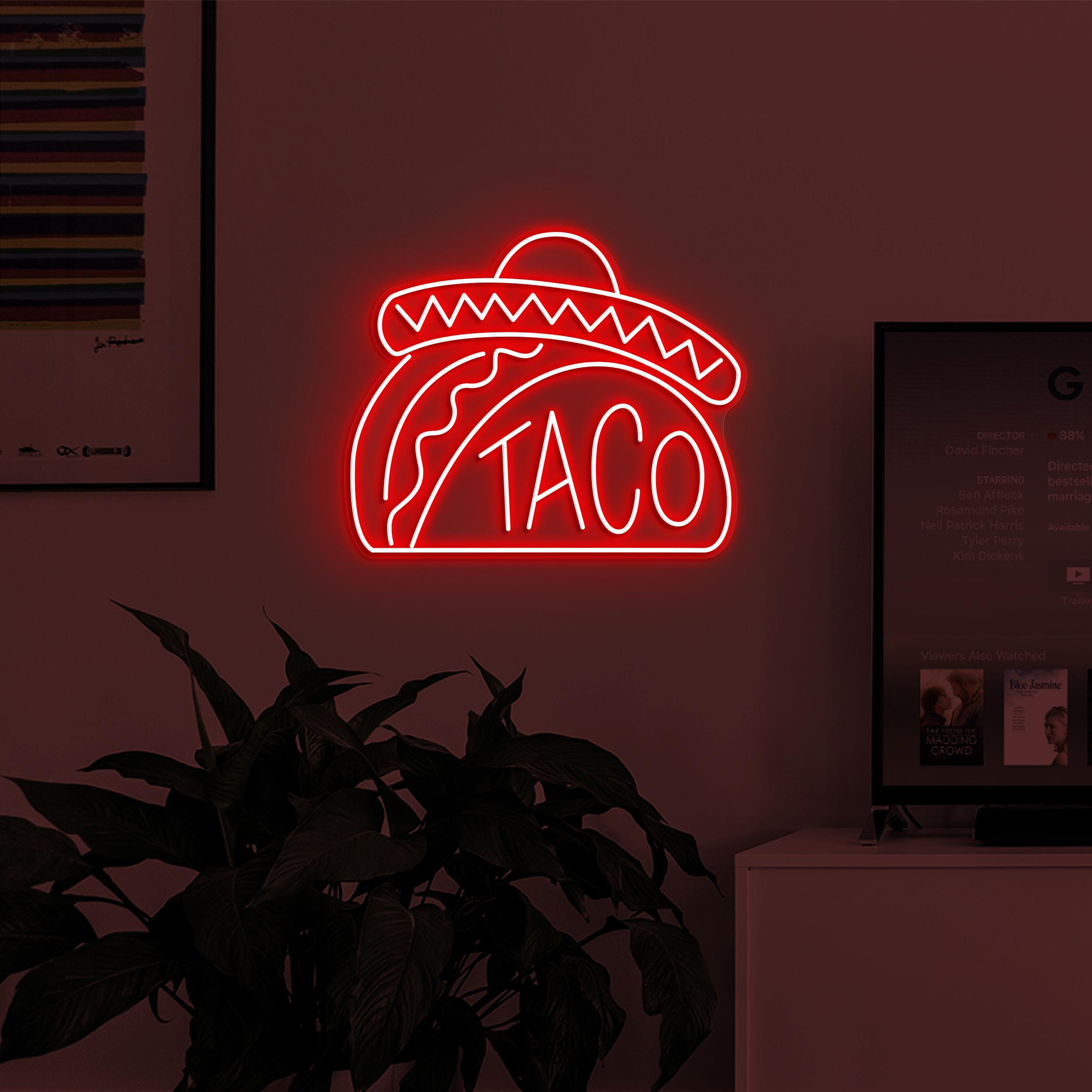 Taco Neon Sign, Taco LED Light, Street Food Wall Decor, Fast Food Light, Mexican Taco Neon Sign, Restaurant Decor, Mexican Food Wall Art