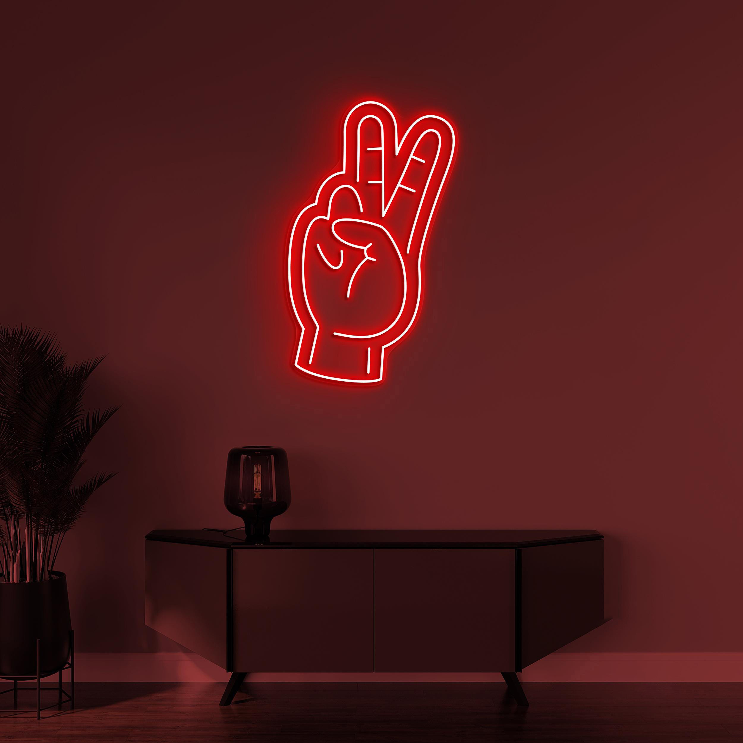 Hand Neon Sign, Victory LED Light, Positive Wall Decor, Peace Neon Sign, Home Neon Light, Cafe, Bar & Studio Led Sign, Game Room Decor