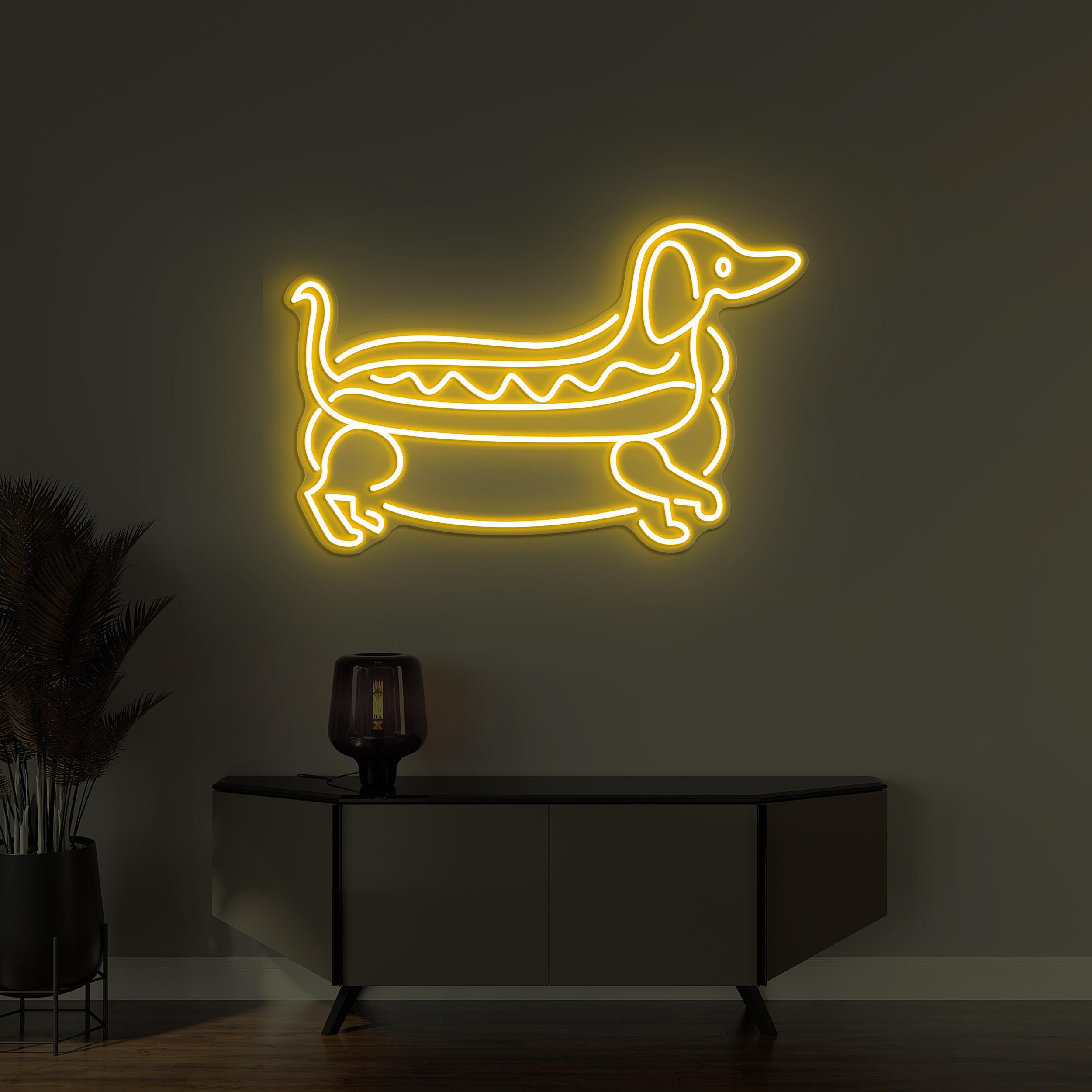 Dachshund Hot Dog Neon Sign, Dachshund Hot Dog LED Light, Dog Wall Decor, Custom Neon Sign, Hot Dog Shop Decor, Kids Room and Pet Shop Decor