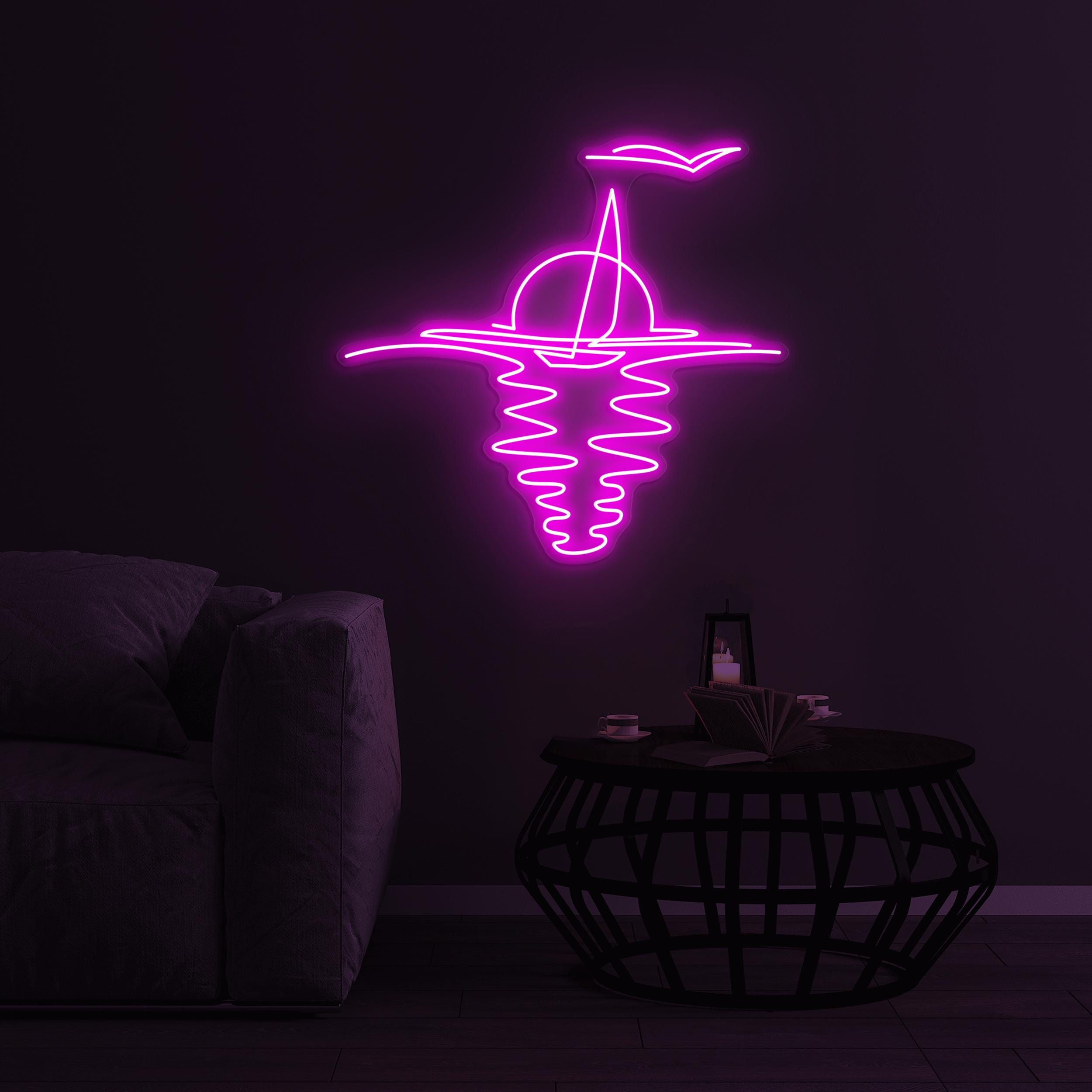 Sunset Sailboat Neon Sign, Sunset Led Wall Light, Sunset With Sailboat Neon Sign, Ocean Sunset Neon Sign for Home, Beach Bar and Party decor