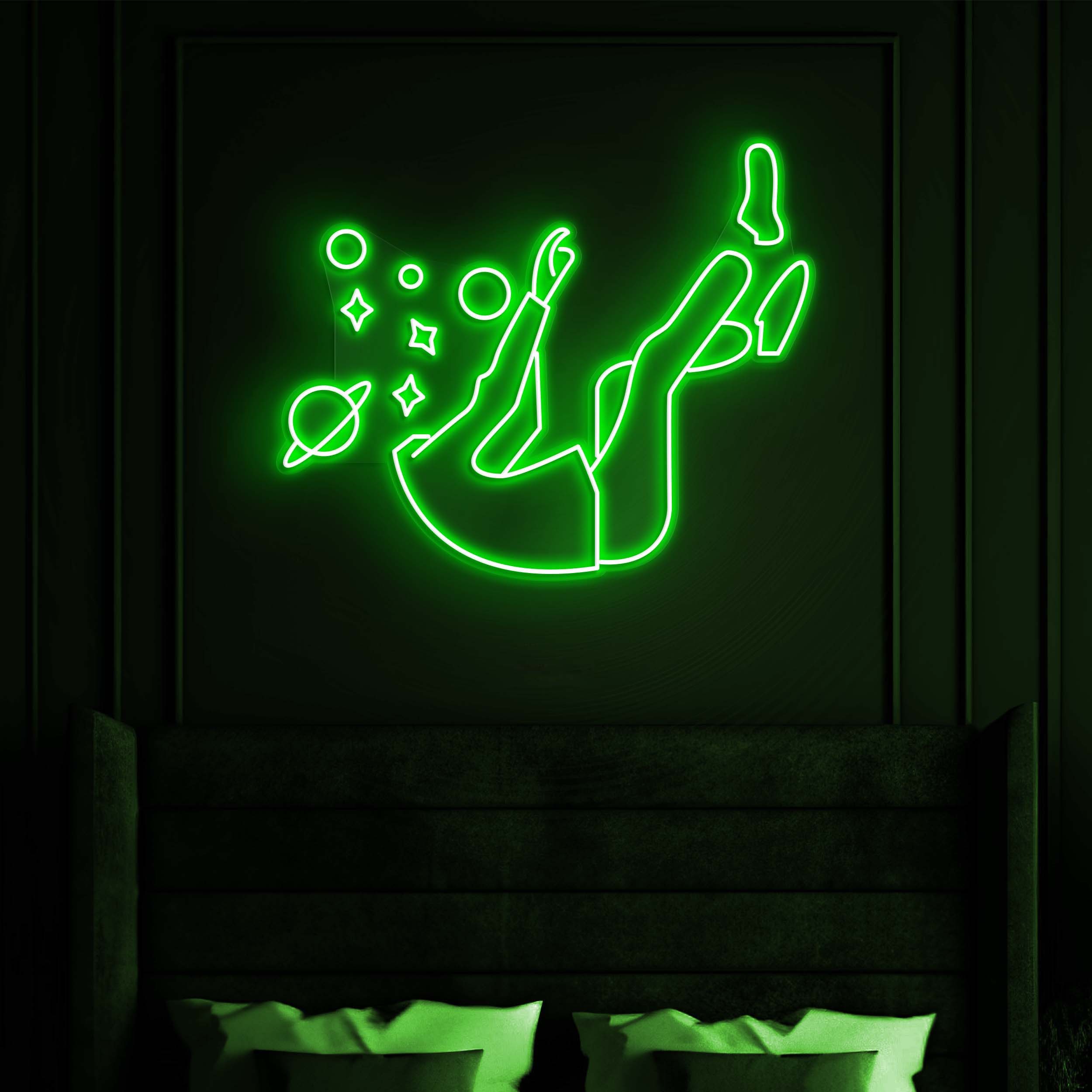 Falling Into Space Neon Sign, Space Theme Wall Art, Creative LED Neon Sign for Game Room, Space Head Decor, Room & Wall Light, Gift Idea