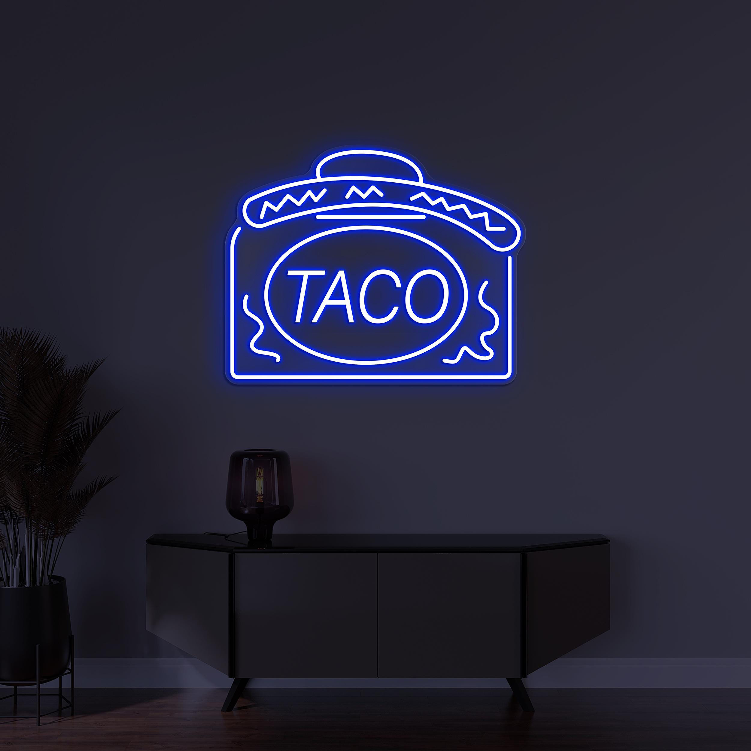 Taco Neon Sign, Taco LED Light, Taco Hat Wall Art, Mexican Wall Art, Home Wall Decor, Restaurant Mexican Light, Kitchen Wall Sign, Taco Art