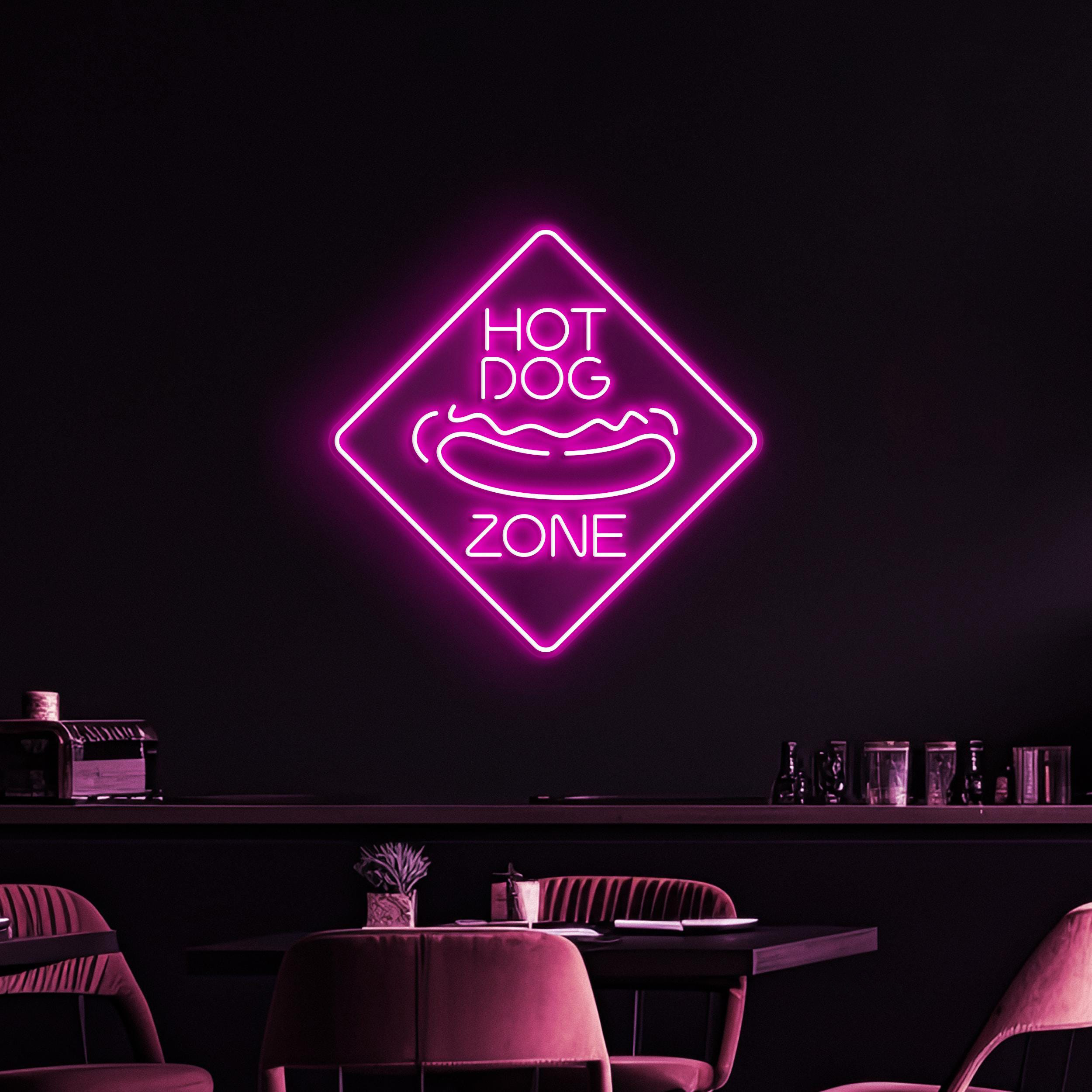 Hot Dog Zone Neon Sign, Hot Dog Zone LED Light, Fast Food Area Wall Decor, Party Neon Sign, Gift For Hot Dog Lovers, Restaurant Neon Light