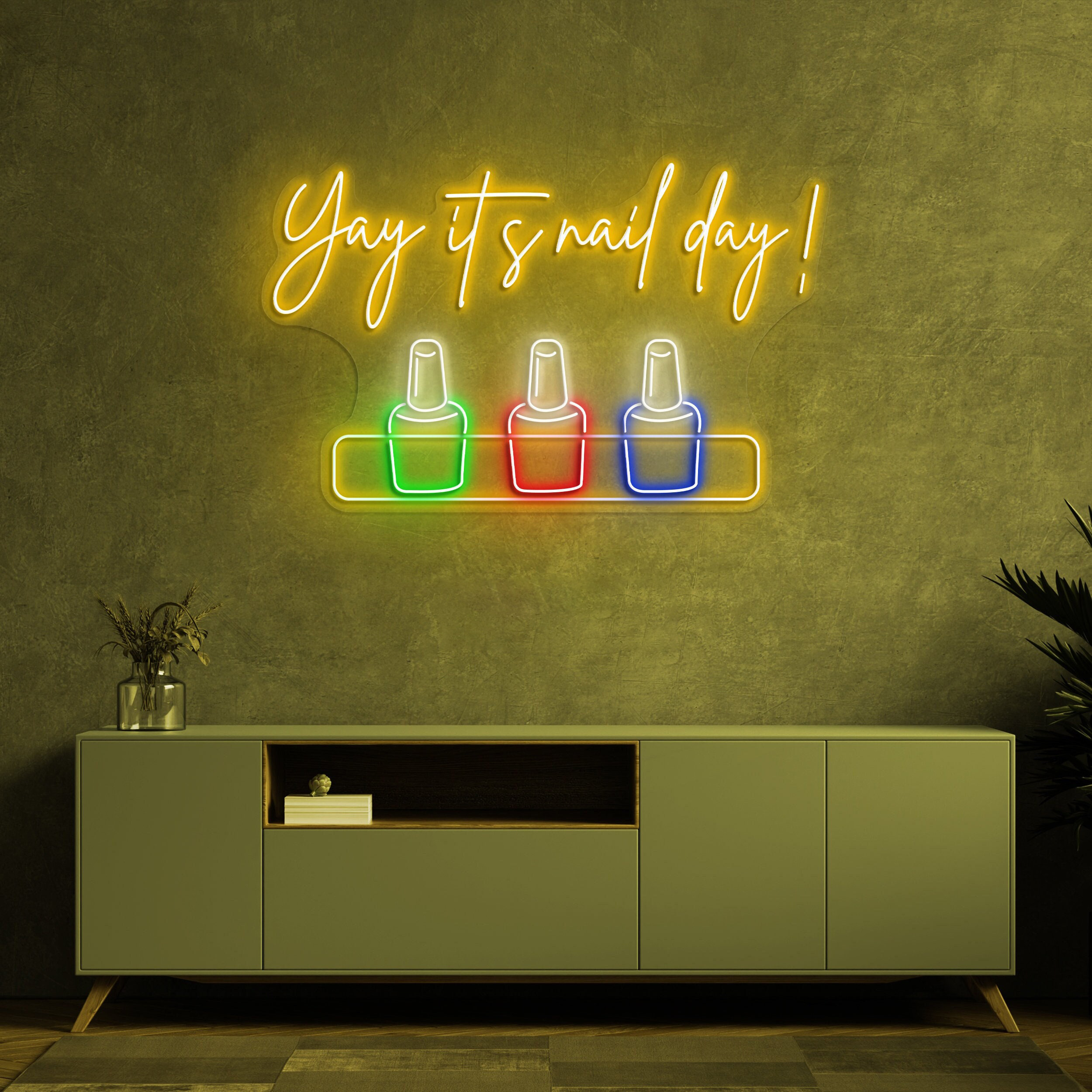 Yay It's Nail Day Neon Sign, LED Salon Sign, Nail Polish Neon Light for Beauty Room Decor, Home Art, Gift Nail Art, Salon Decor, Beauty Sign