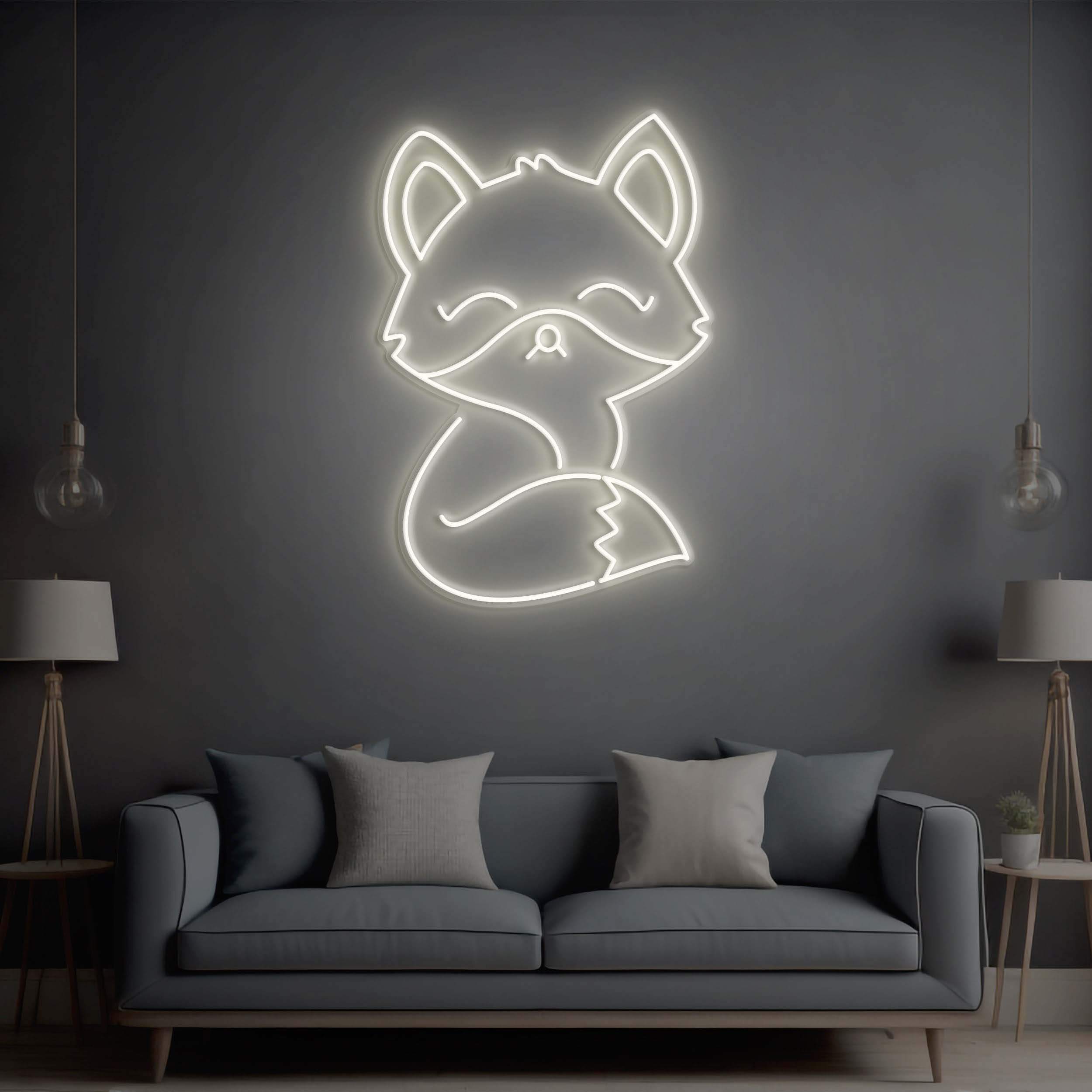 Fox LED Neon Sign, Fox Neon Light, Wall Decor for Fox Lovers, Anime Fox Theme Neon Sign for Kids' Rooms, Fox Wall Art and Room Decoration