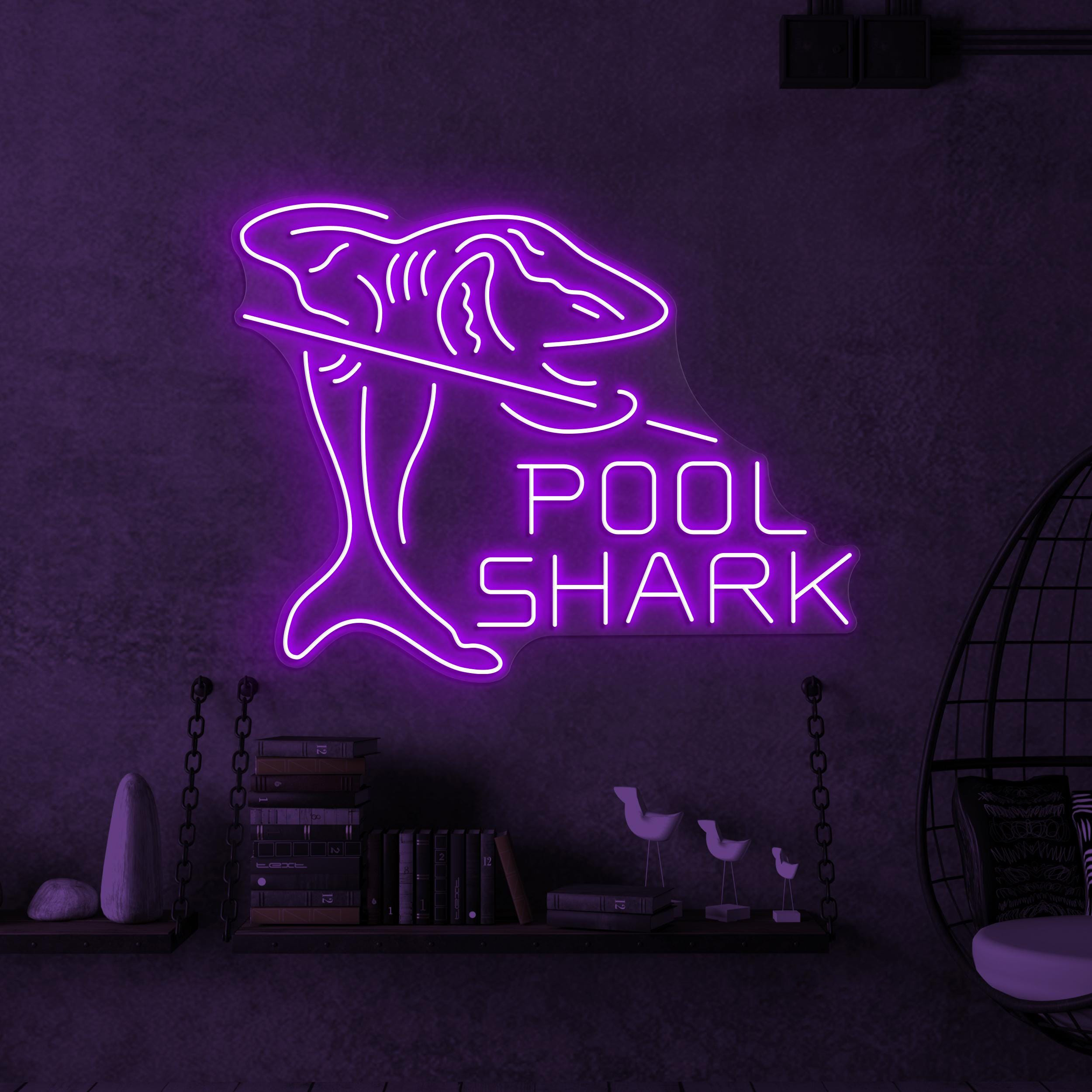 Shark Neon Sign, Pool Shark LED Light, Ocean Shark Neon Sign, Billiard Wall Decor, Kids Room Wall Art, Fish Shop Decor, Sea Food Restaurant