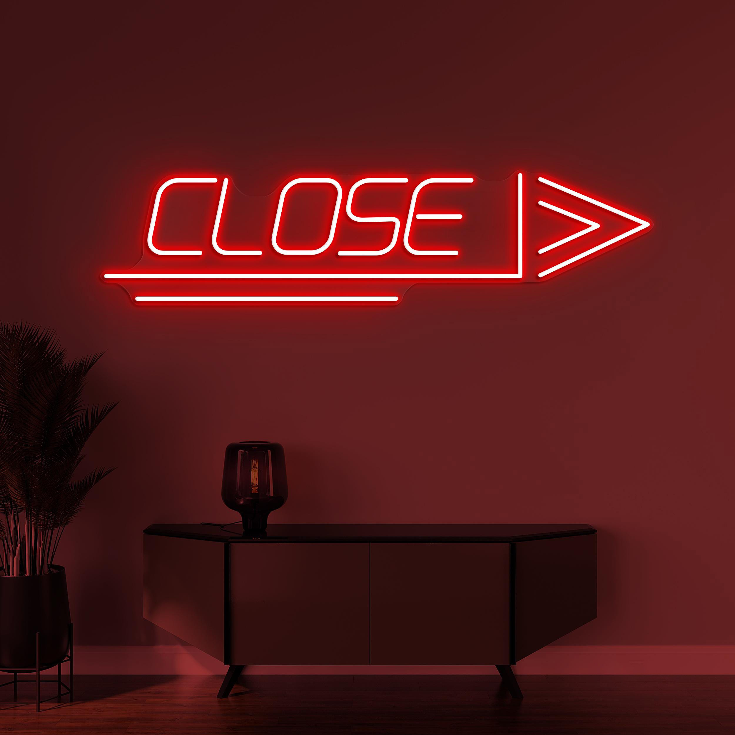 CLOSE Neon Sign, Close Led Light, CLOSE Arrow Wall Decor, Shop Logo Neon Art, Directional CLOSE Neon Light, Closed Arrow Neon Wall Art