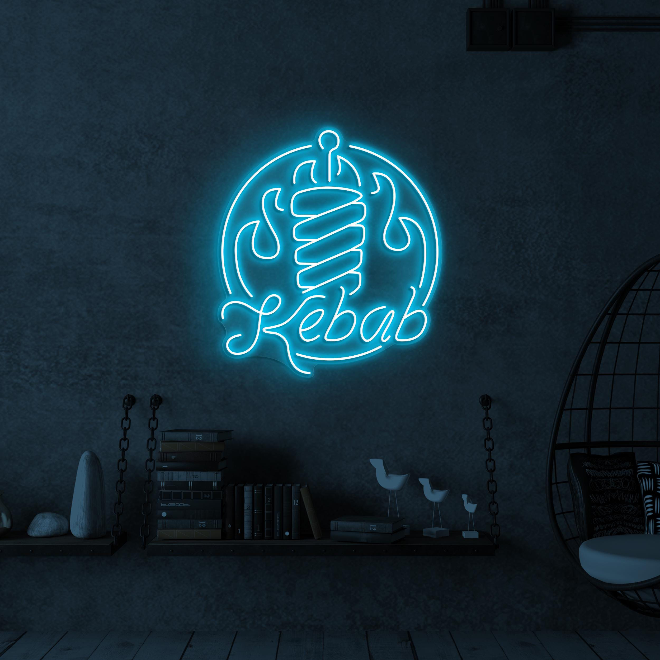 Kebab Neon Sign, Kebab Led Light, Doner Kebab Wall Decor, Restaurant Wall Art, BBQ Neon Sign, Custom Neon Art, Flaming Kebab Wall Decor