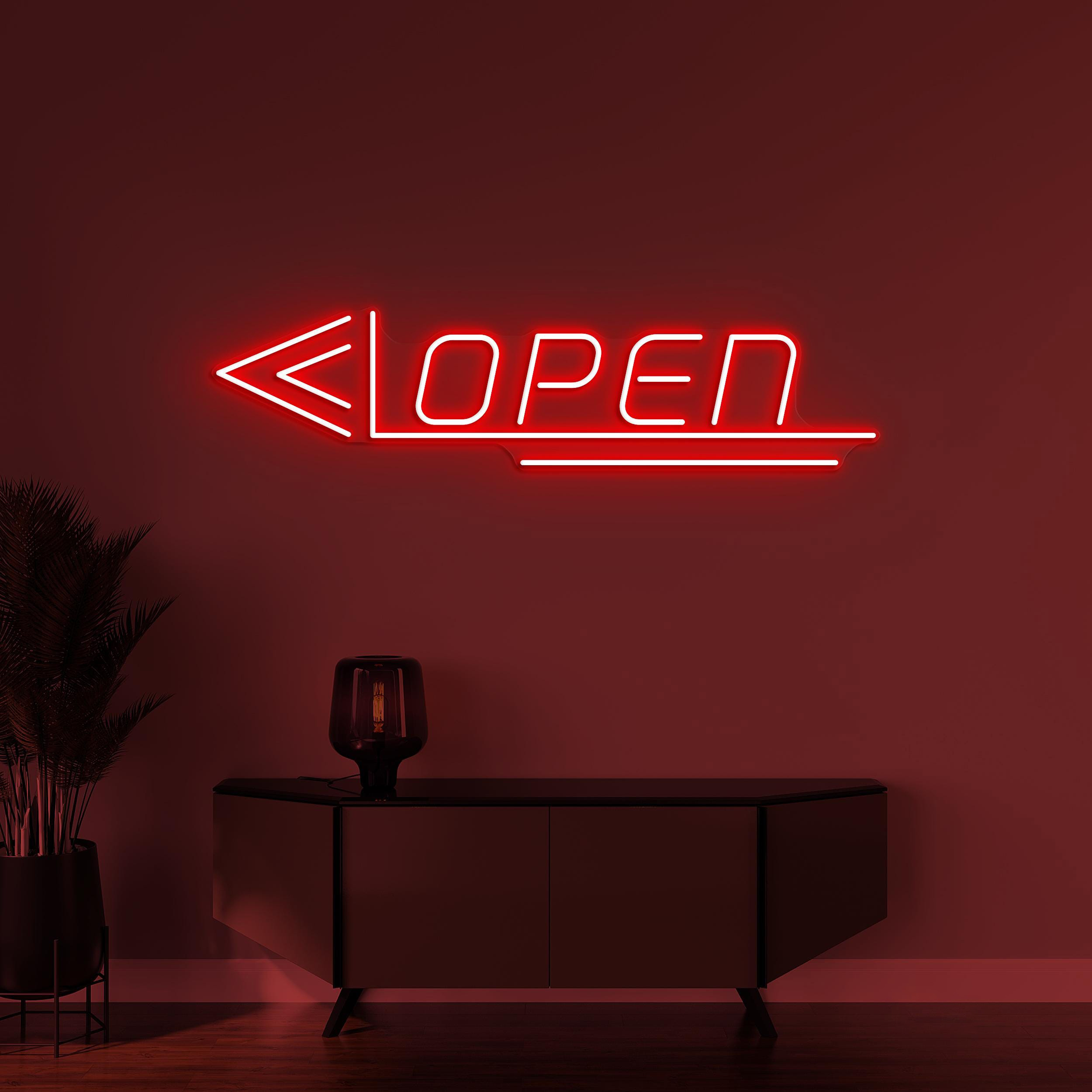 Open Neon Sign, Open LED Light, Open Arrow Wall Decor, Business Logo Wall Art, Directional Open Neon Sign, Personalized Open Neon Sign