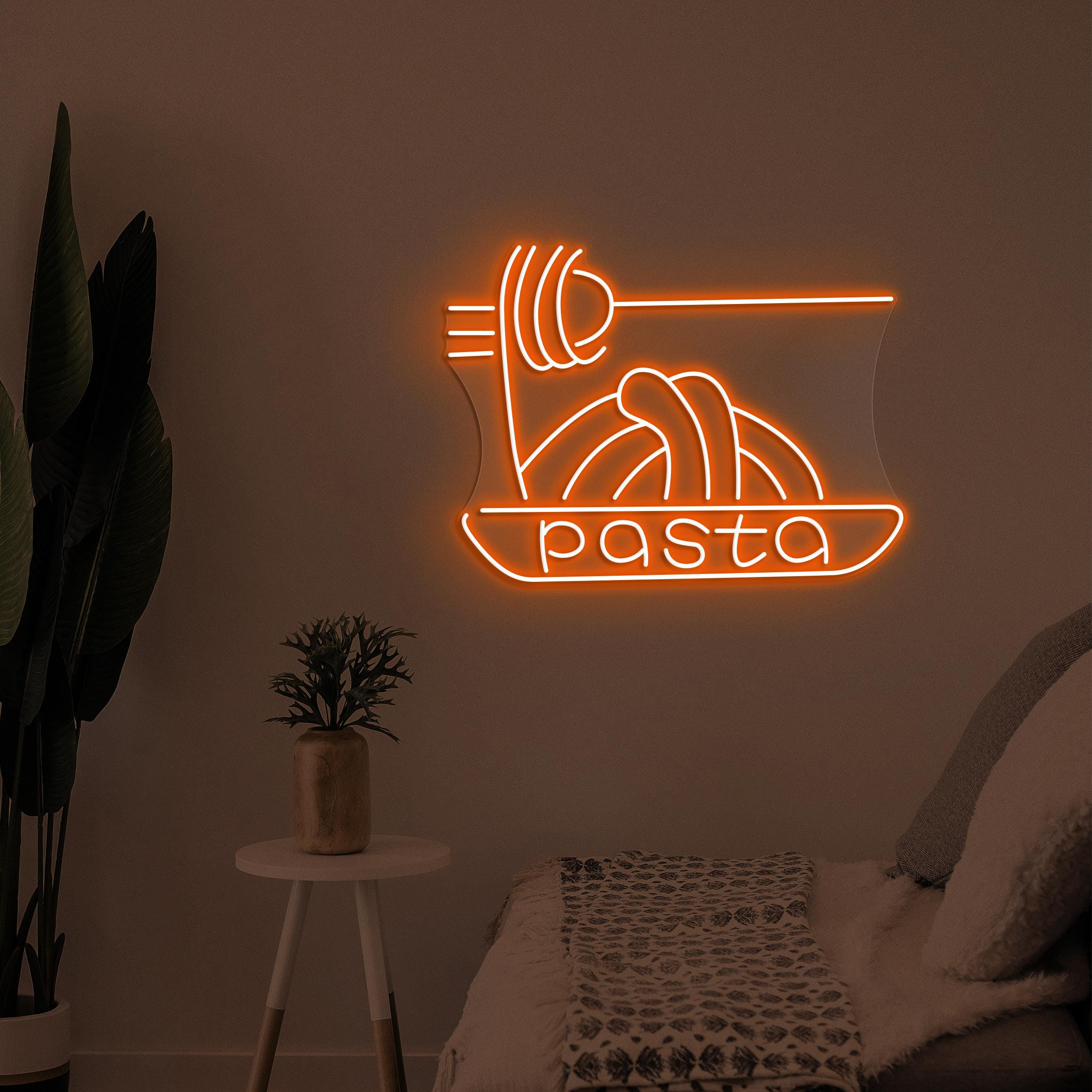 Pasta Neon Sign, Pasta LED Light, Restaurants Wall Decor, Noodle Wall Art, Pasta Shop Neon Light, Kitchen Neon Decor, Spaghetti Wall Light