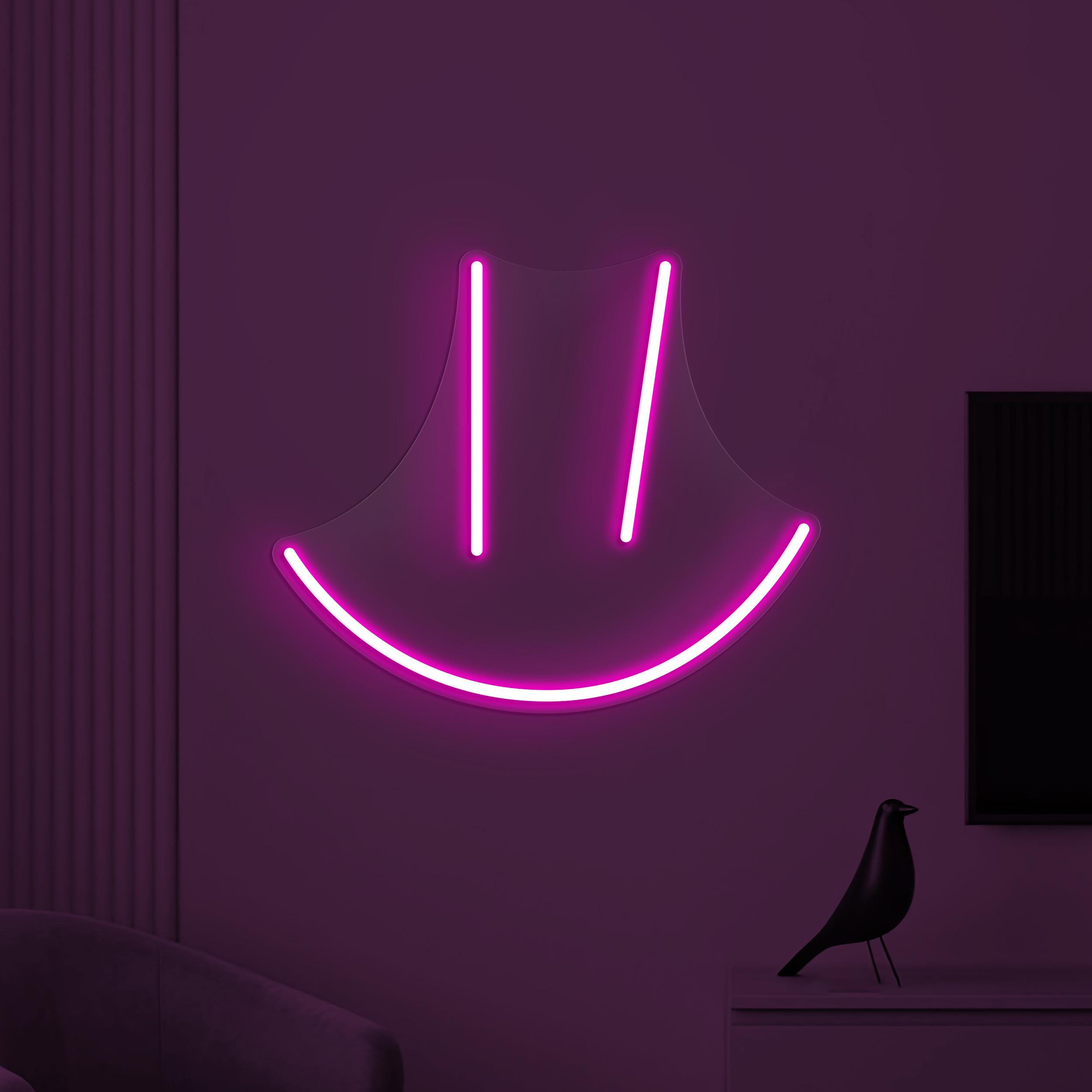 Minimal Smile Neon Sign, Minimal Smile LED Light, Smiley Face Wall Decor, Line Art Smile Wall Art, Happy Face Neon Light, Kids Room Decor