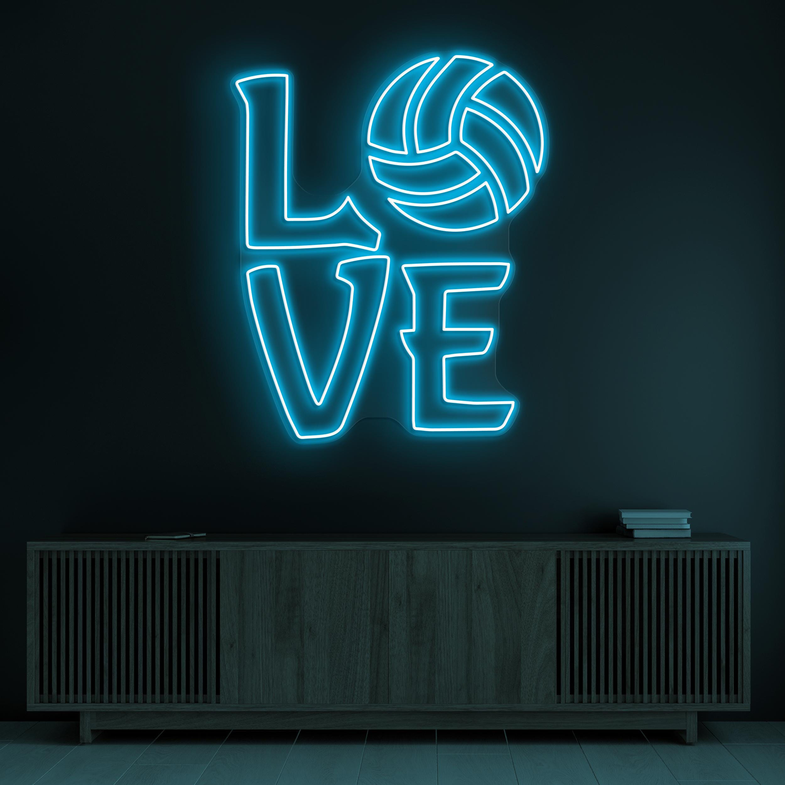 Volleyball Love Neon Sign, Volleyball Love LED Light, Love Logo Wall Decor, Volleyball Lover Gift, Couple Room Neon Light, Sports Shop Decor