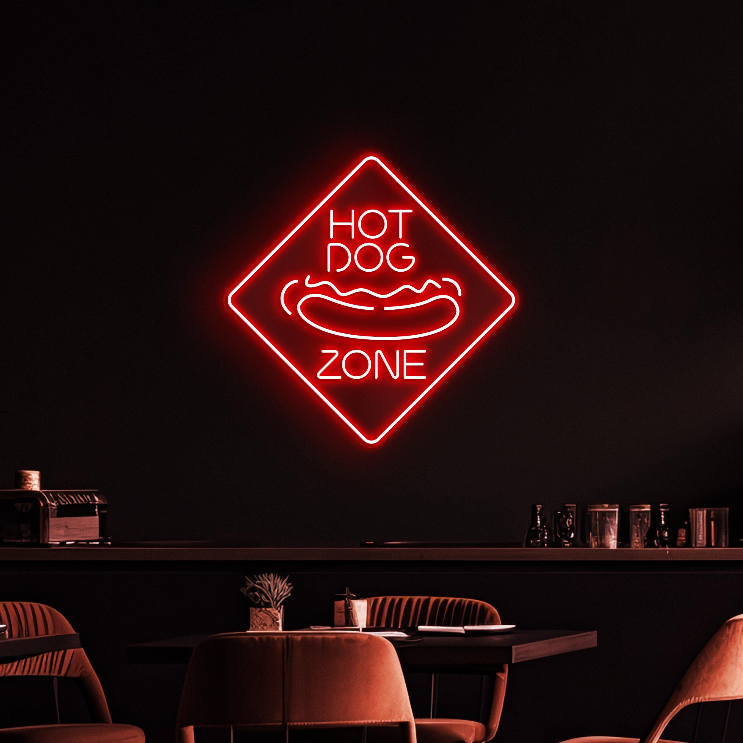 Hot Dog Zone Neon Sign, Hot Dog Zone LED Light, Fast Food Area Wall Decor, Party Neon Sign, Gift For Hot Dog Lovers, Restaurant Neon Light