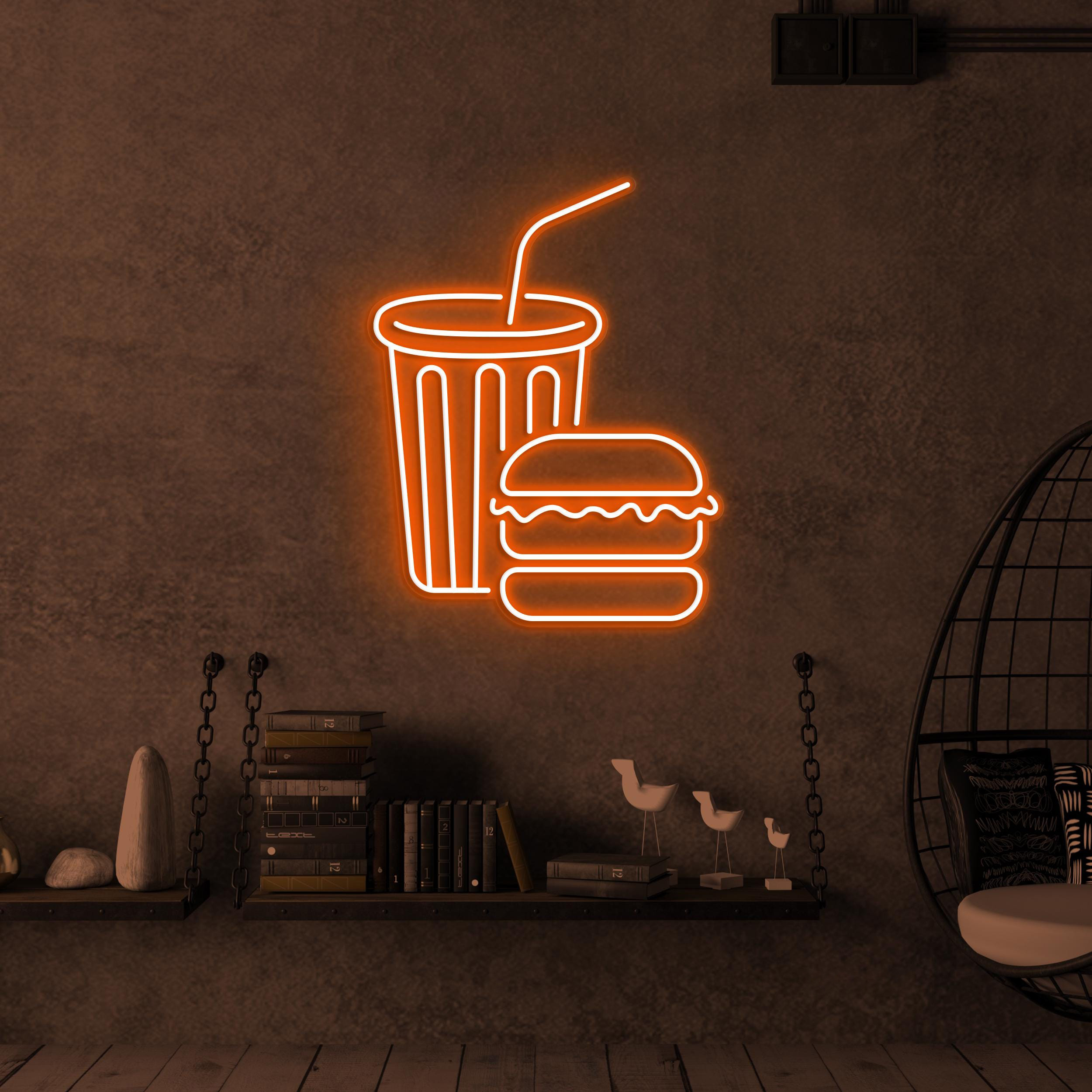 Burger and Juice Neon Sign, Burger and Juice LED Light, Burger Wall Decor, Burger Shop Neon Sign, Fast Food Wall Art, Juice Shop LED Sign