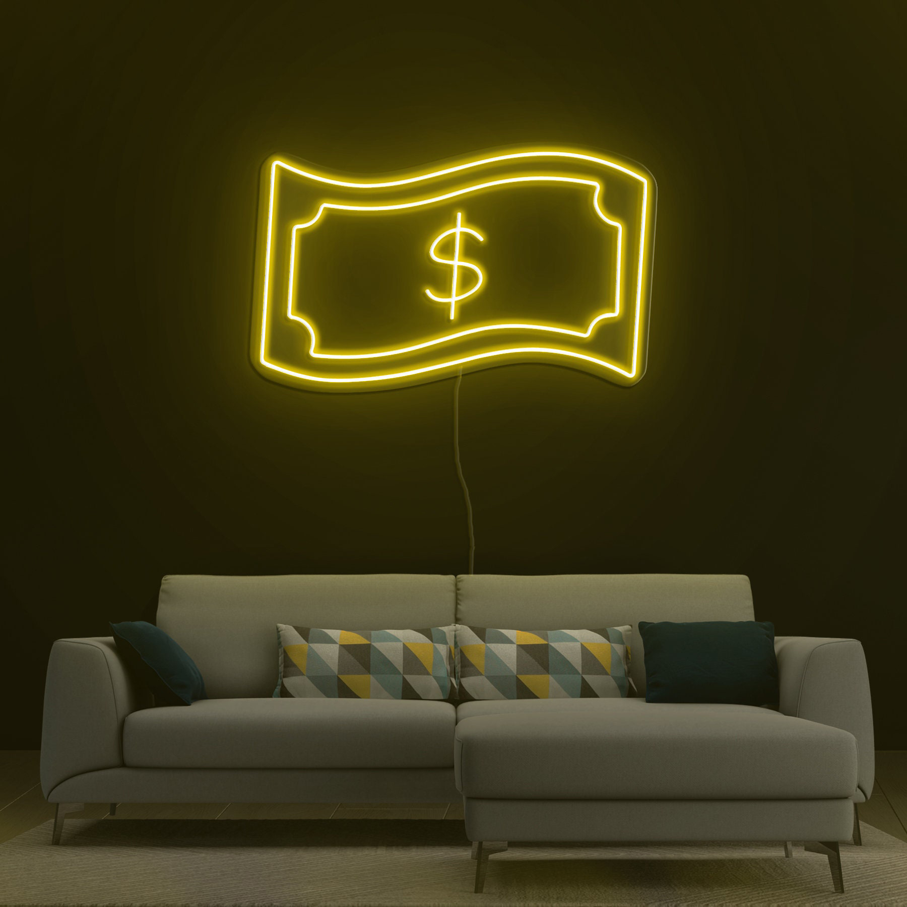 Dollar Neon Sign, LED Wall Decor for Bedroom or Bar, Money Neon Art, Custom Dollar Sign, Cash-Themed Wall Art, Gift for Him, Neon Light Sign