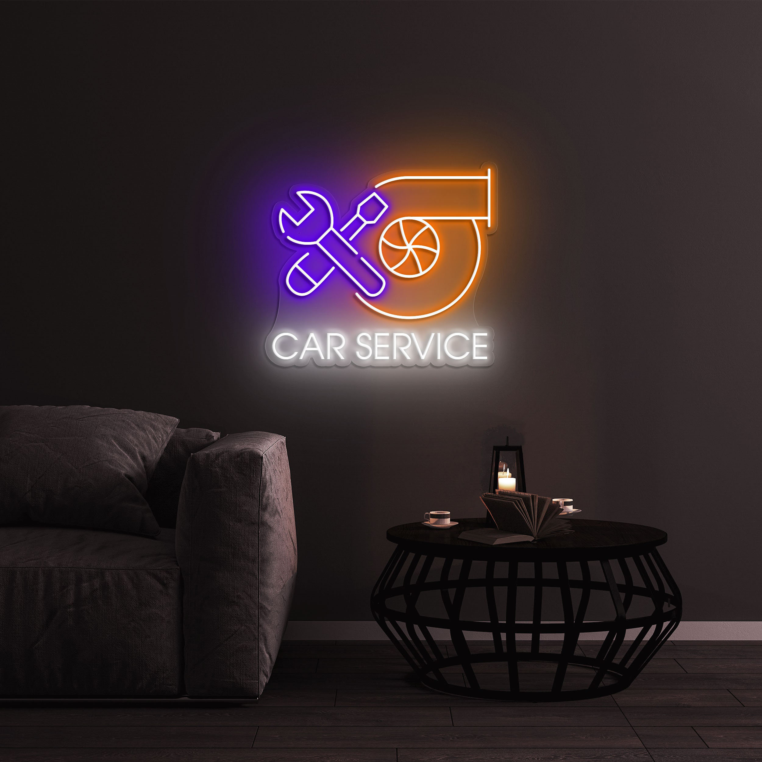 Car Service Neon Sign, LED Wall Art for Garages, Auto Businesses, and Workshops, Decor for Car Service Centers and Shops, Garage Neon Light