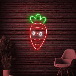 Carrot Neon Sign, Cute Carrot LED Light, Carrot Face Wall Decor, Vegetable Shop Neon Light, Custom Sign, Nursery Room Decor, Kitchen Decor