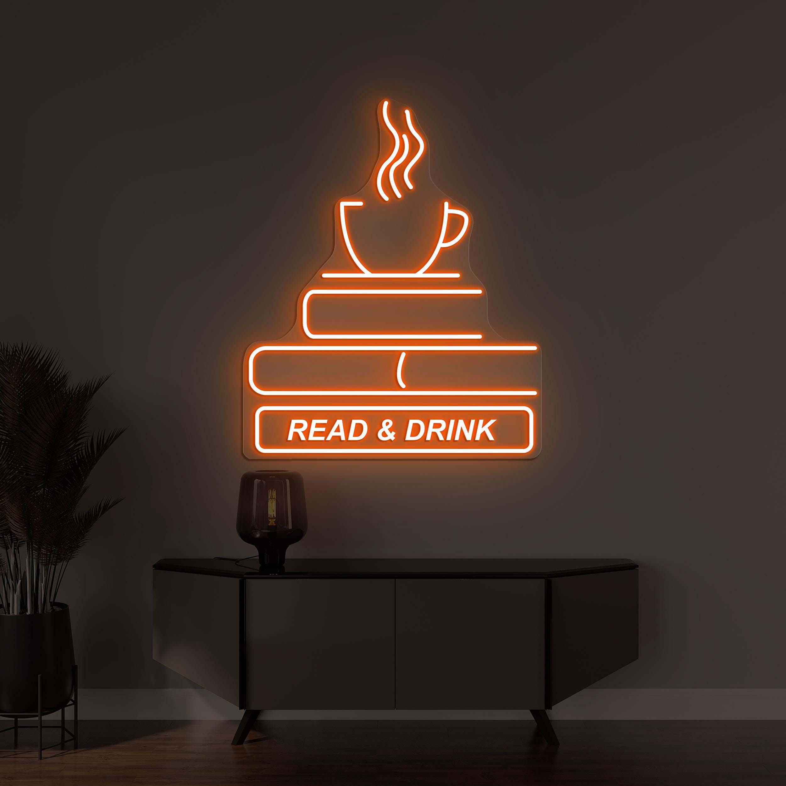 Book and Coffee Neon Sign, Read & Drink LED Light, Book Wall Decor, Tea Cup Wall Art, Book Shop Decor, Home Wall Sign, Coffee Shop Wall Art