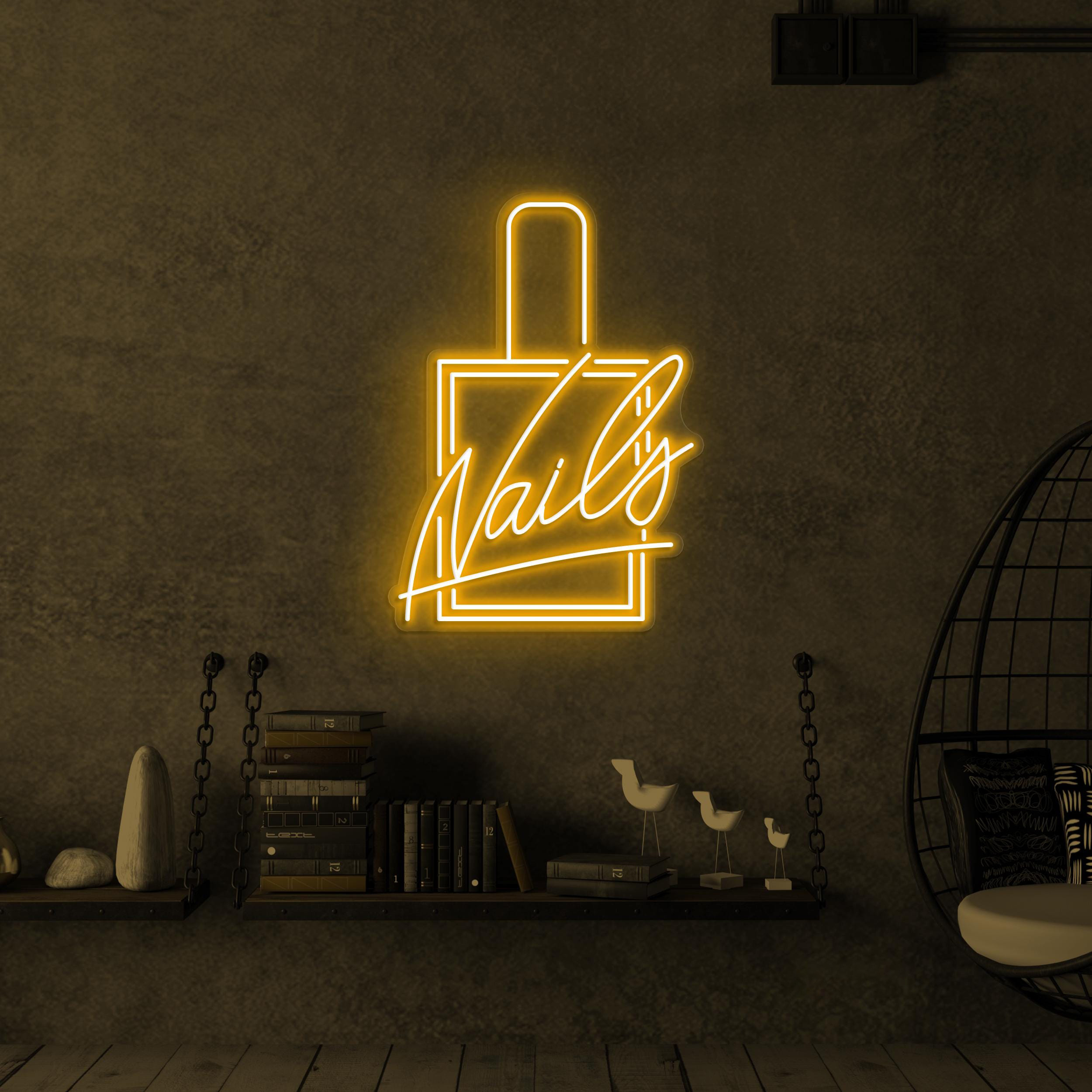 Nails Neon Sign, Nails LED Light, Nail Polish Wall Decor, Nail Logo Wall Art, Beauty Salon Decor, Nail Artist Home Decor, Nail Salon Sign