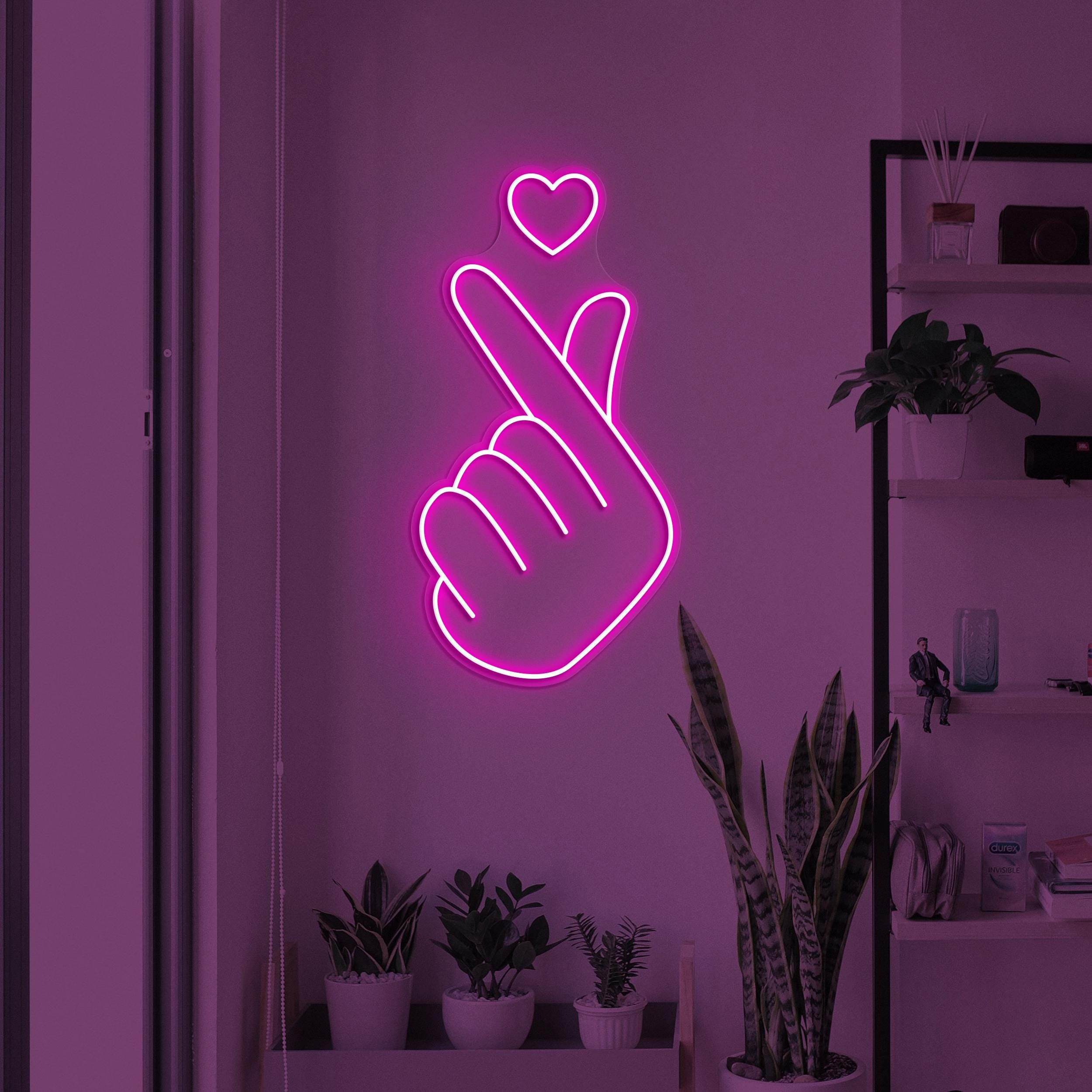 Heart Hand Neon Sign, Finger Heart LED Light, Heart Wall Decor, Wedding Party Wall Art, Love Neon Sign, Wedding Decor, Gift for Couple